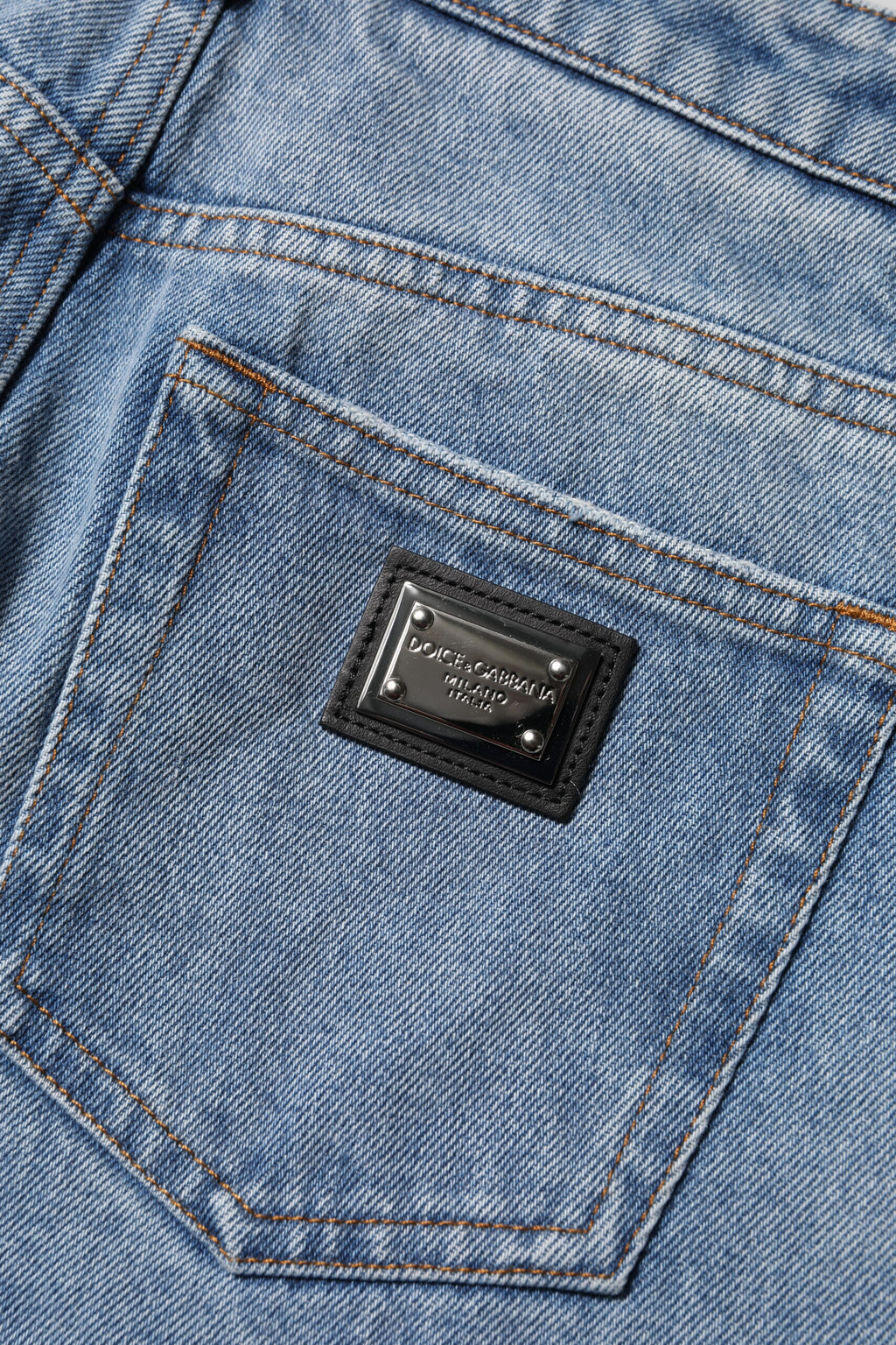 Dolce & Gabbana Blue Washed Skinny High Waist Denim Jeans