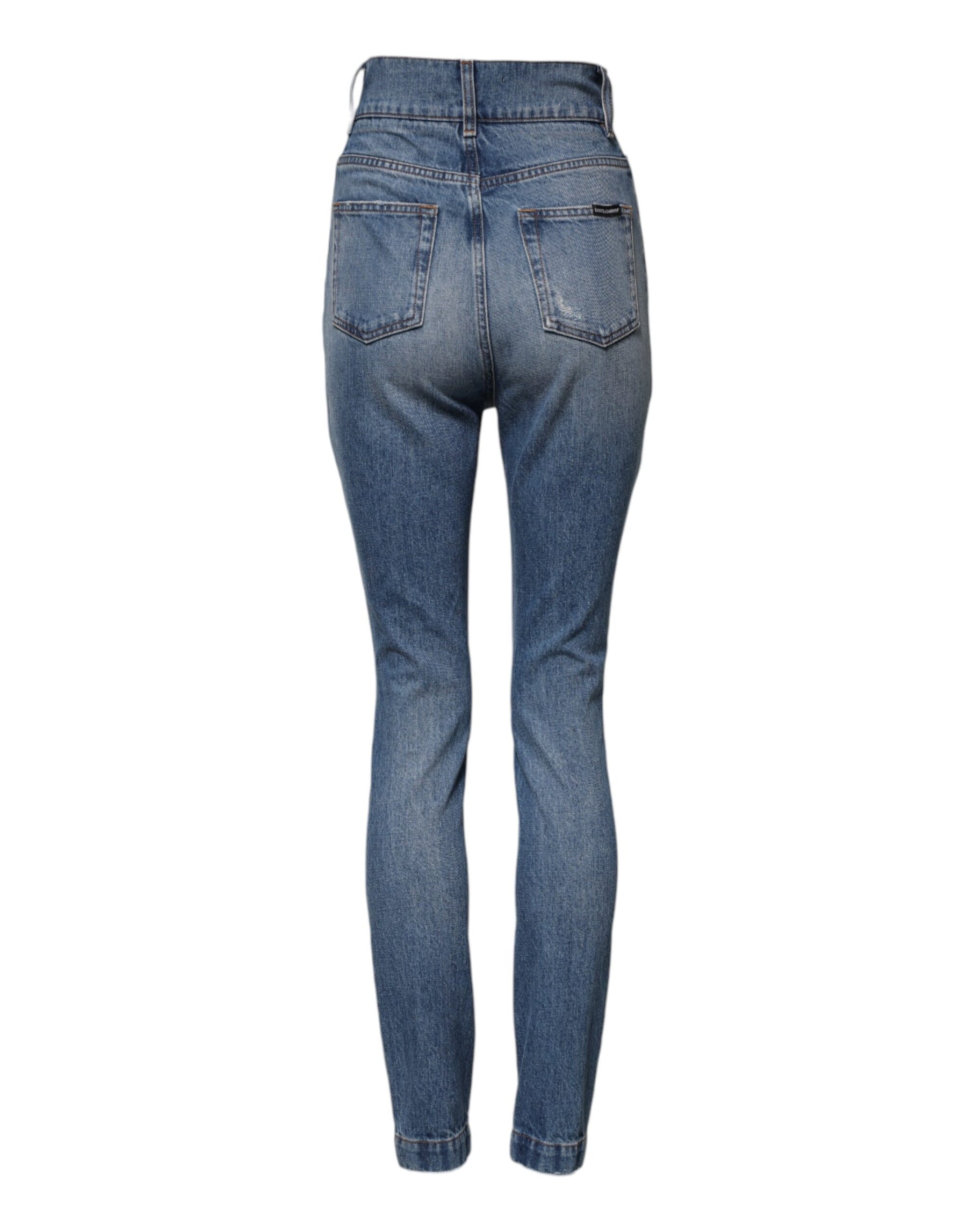 Dolce & Gabbana Blue Washed Skinny High Waist Denim Jeans | Regal Royce