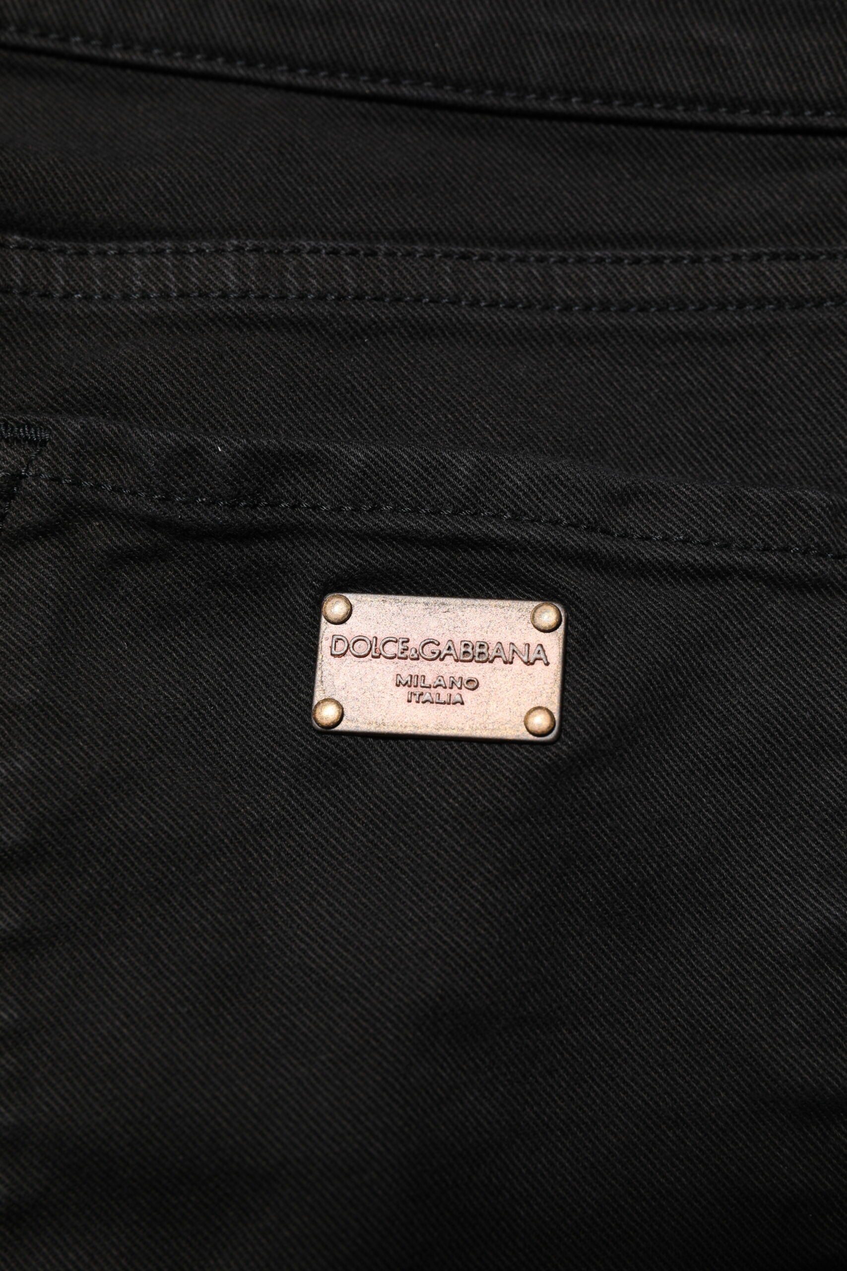 Dolce & Gabbana Black Cotton Logo Skinny Mid Waist Denim Jeans | Regal Royce