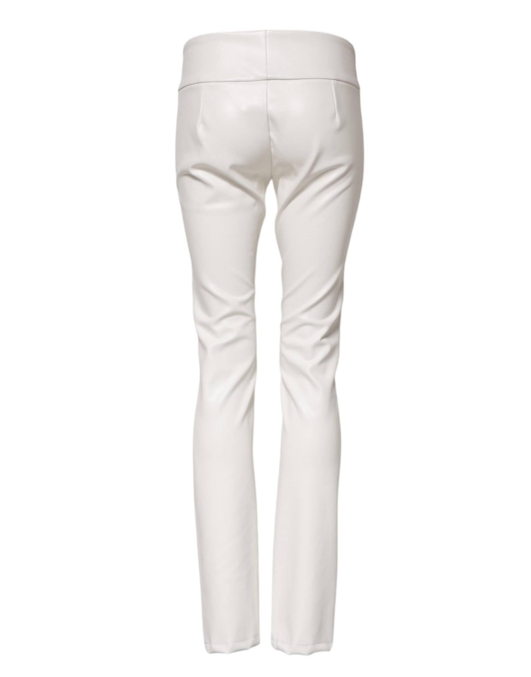 Dolce & Gabbana White Polyurethane High Waist Tapered Pants | Regal Royce