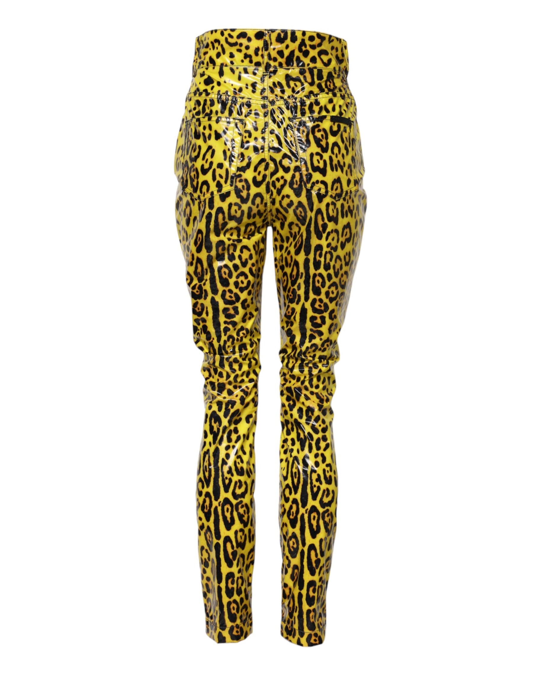 Dolce & Gabbana Yellow Leopard High Waist Slim Pants | Regal Royce