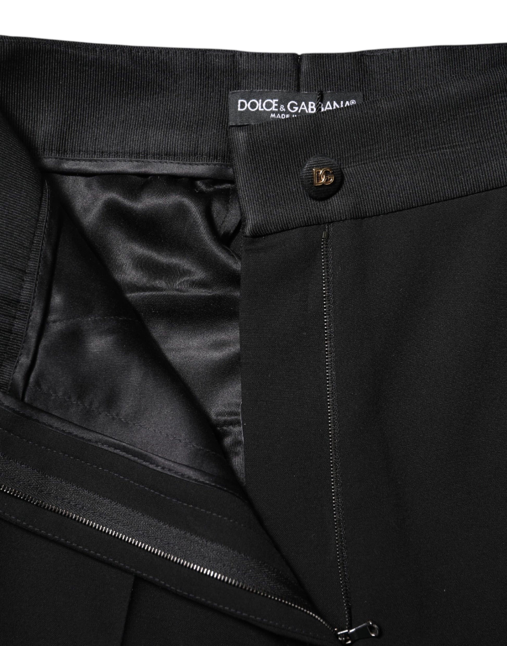 Dolce & Gabbana Black Wool High Waist Skinny Pants