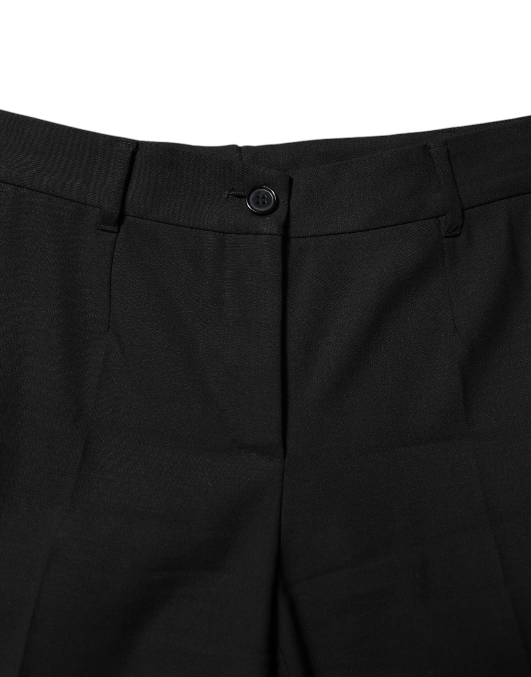 Dolce & Gabbana Black Wool High Waist Tapered Pants | Regal Royce