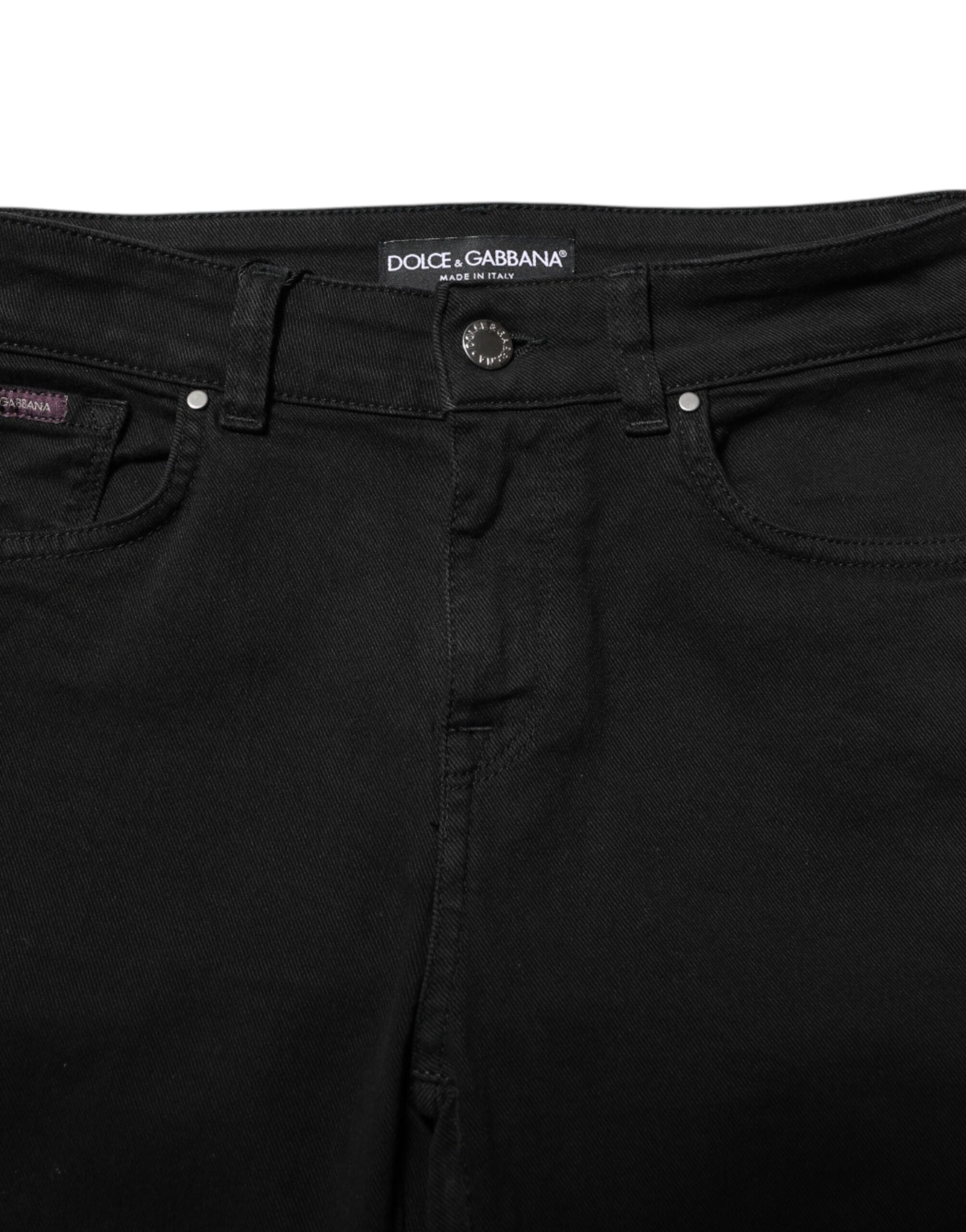 Dolce & Gabbana Black Cotton Skinny Mid Waist Denim Jeans | Regal Royce