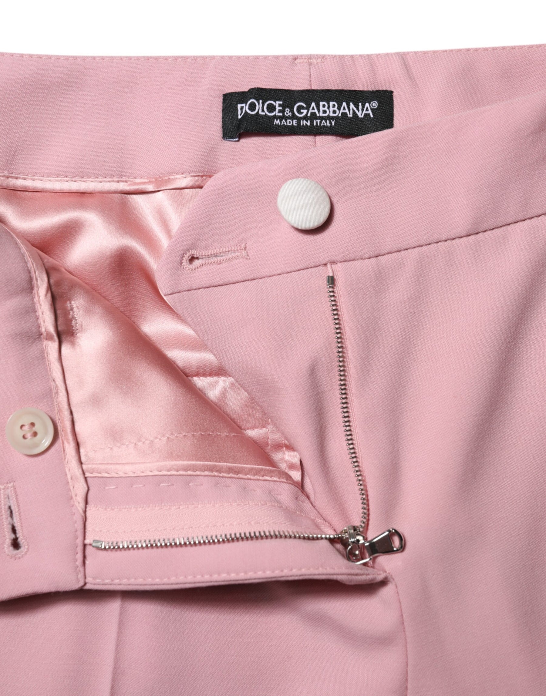 Dolce & Gabbana Pink Wool High Waist Tapered Pants | Regal Royce