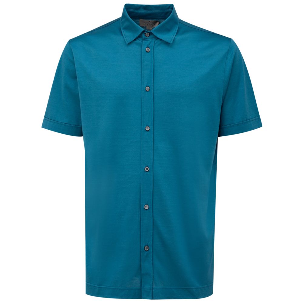 Canali Blue Cotton Shortsleeve Shirt | Regal Royce