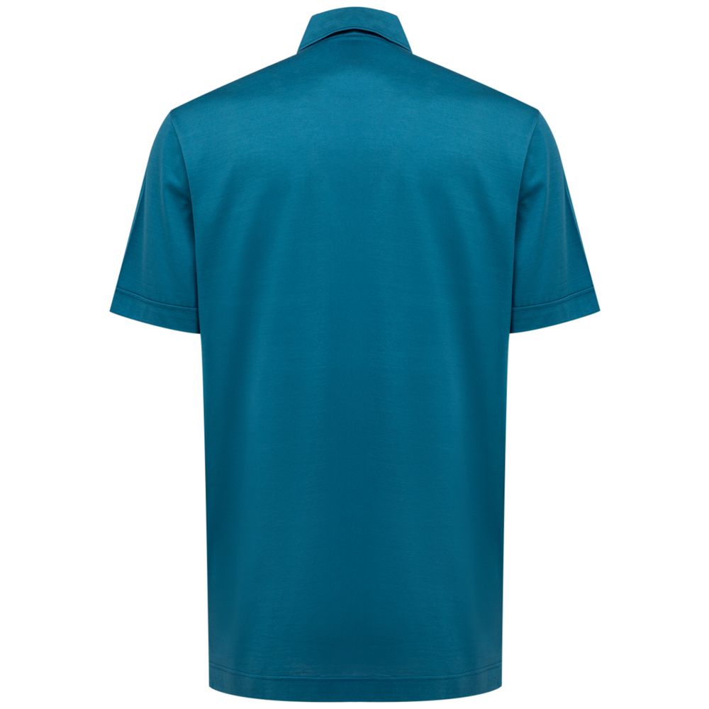 Canali Blue Cotton Shortsleeve Shirt | Regal Royce