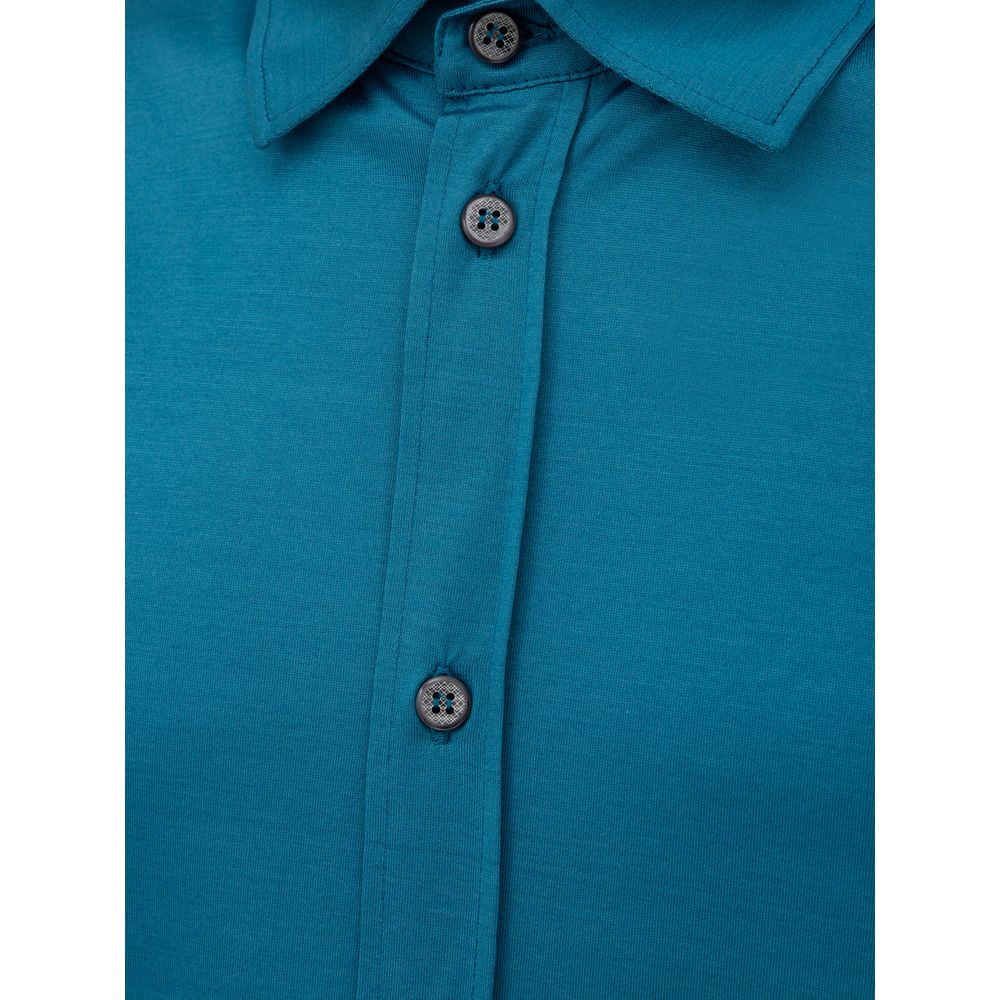Canali Blue Cotton Shortsleeve Shirt | Regal Royce