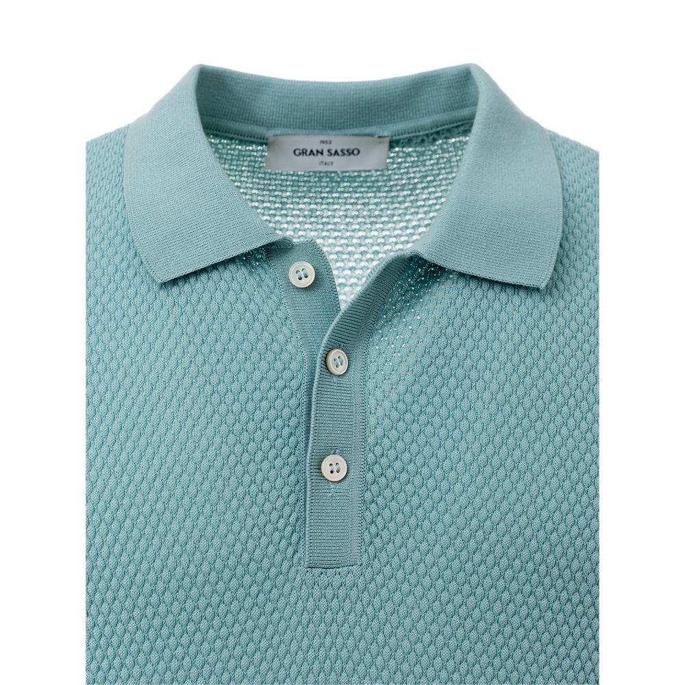 Gran Sasso Blue Cotton Polo Shirt | Regal Royce