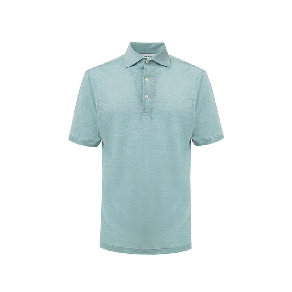 Gran Sasso Blue Linen Polo Shirt | Regal Royce