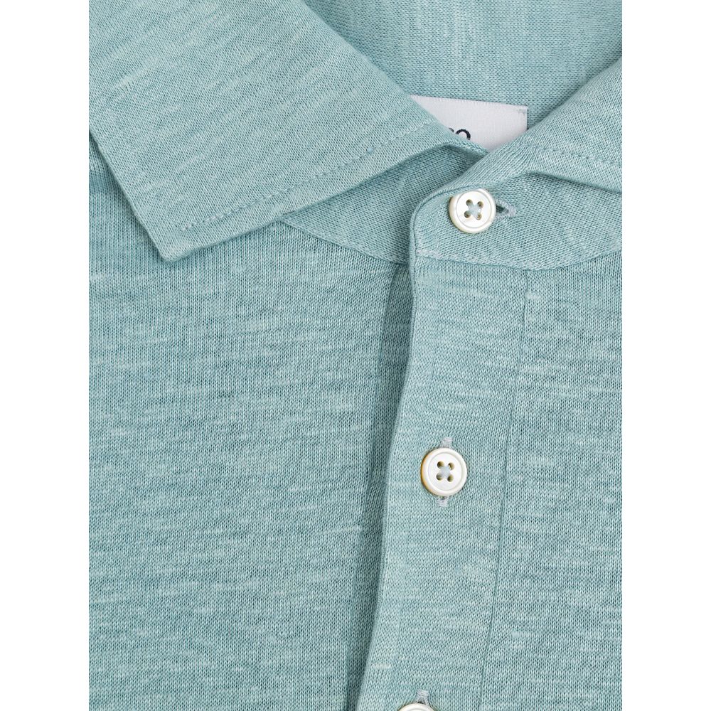 Gran Sasso Blue Linen Polo Shirt | Regal Royce