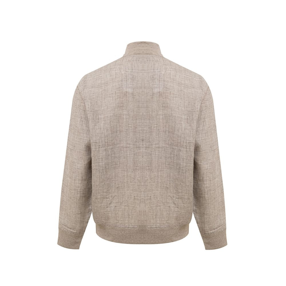 Gran Sasso Beige Linen Biker Jacket | Regal Royce