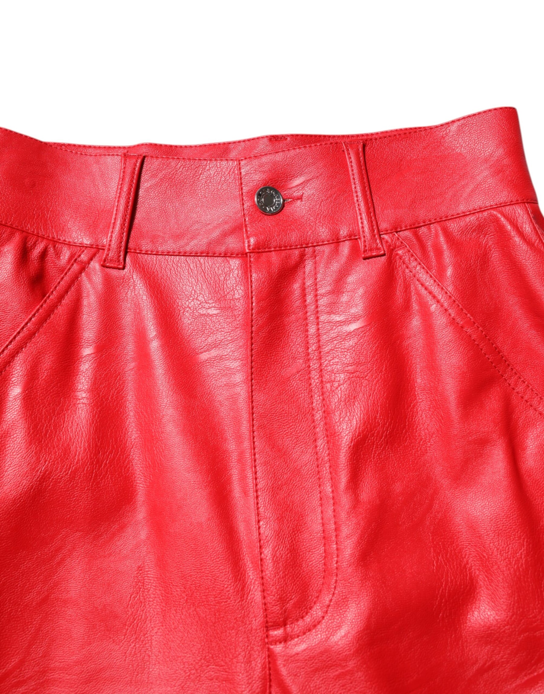 Dolce & Gabbana Red Viscose High Waist Tapered Trouser Pants | Regal Royce