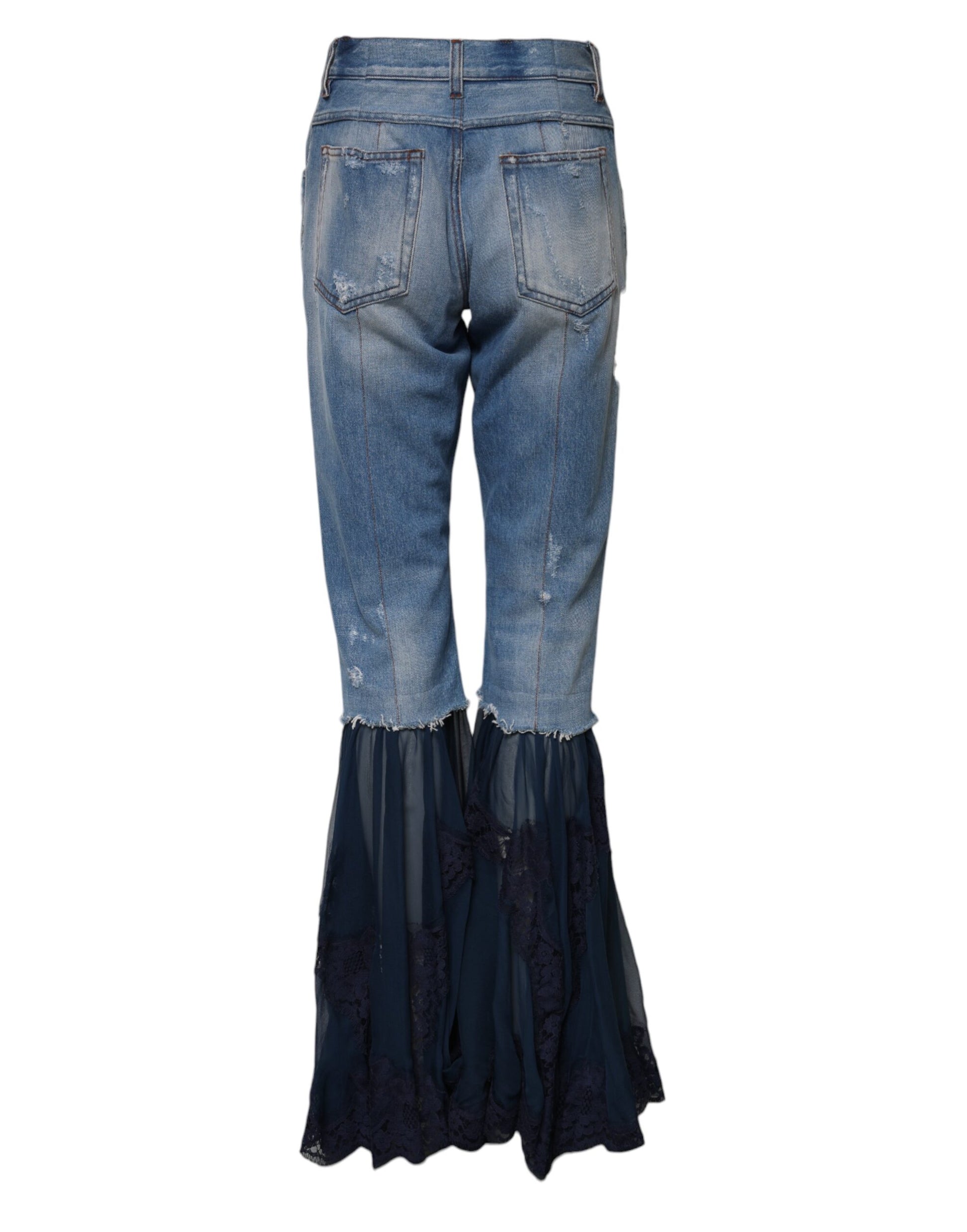 Dolce & Gabbana Blue Cotton High Waist Flared Denim Jeans