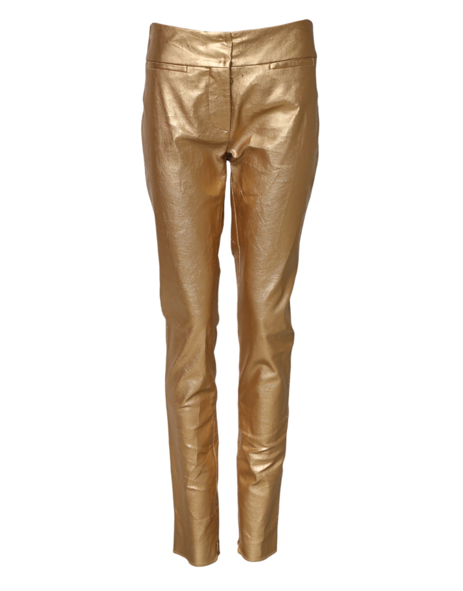 Dolce & Gabbana Metallic Gold High Waist Skinny Trouser Pants | Regal Royce