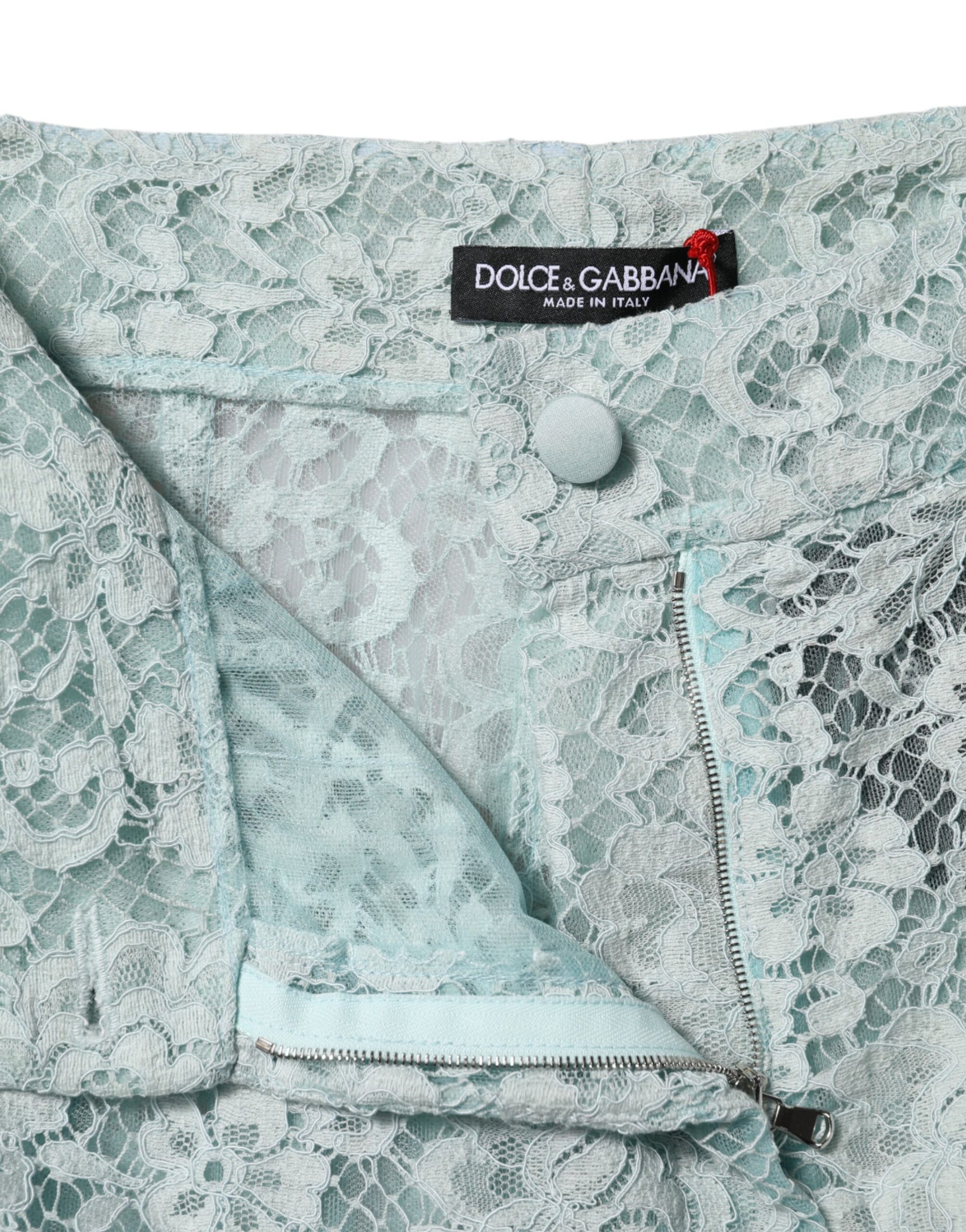 Dolce & Gabbana Mint Green Cotton Floral Lace Trousers Pants | Regal Royce