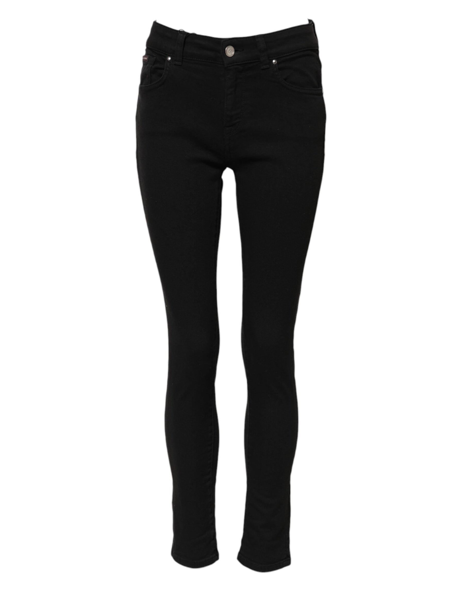 Dolce & Gabbana Black Cotton Logo Skinny MidWaist Denim Jeans | Regal Royce