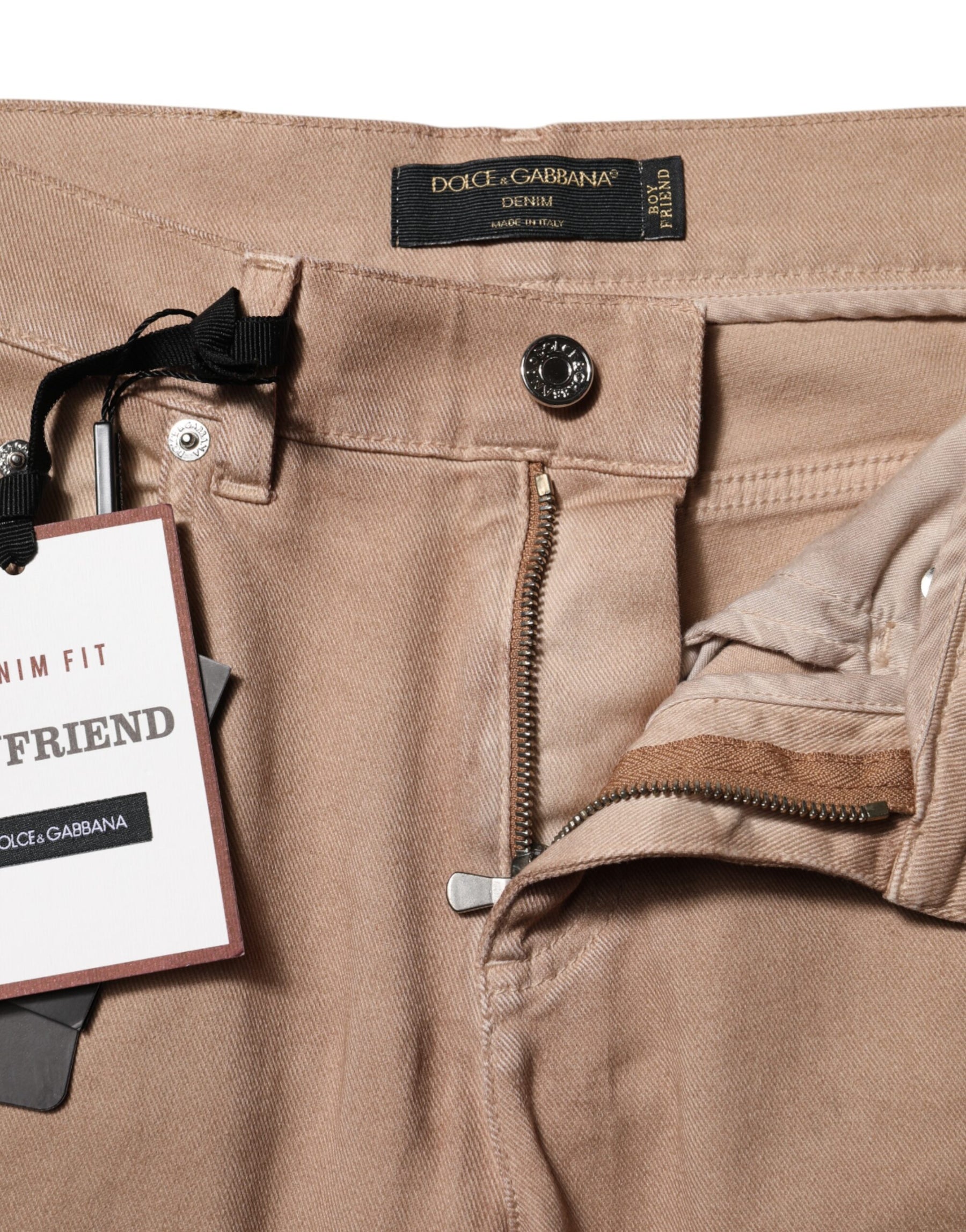 Dolce & Gabbana Brown Cotton Boyfriend Denim Trousers Jeans | Regal Royce