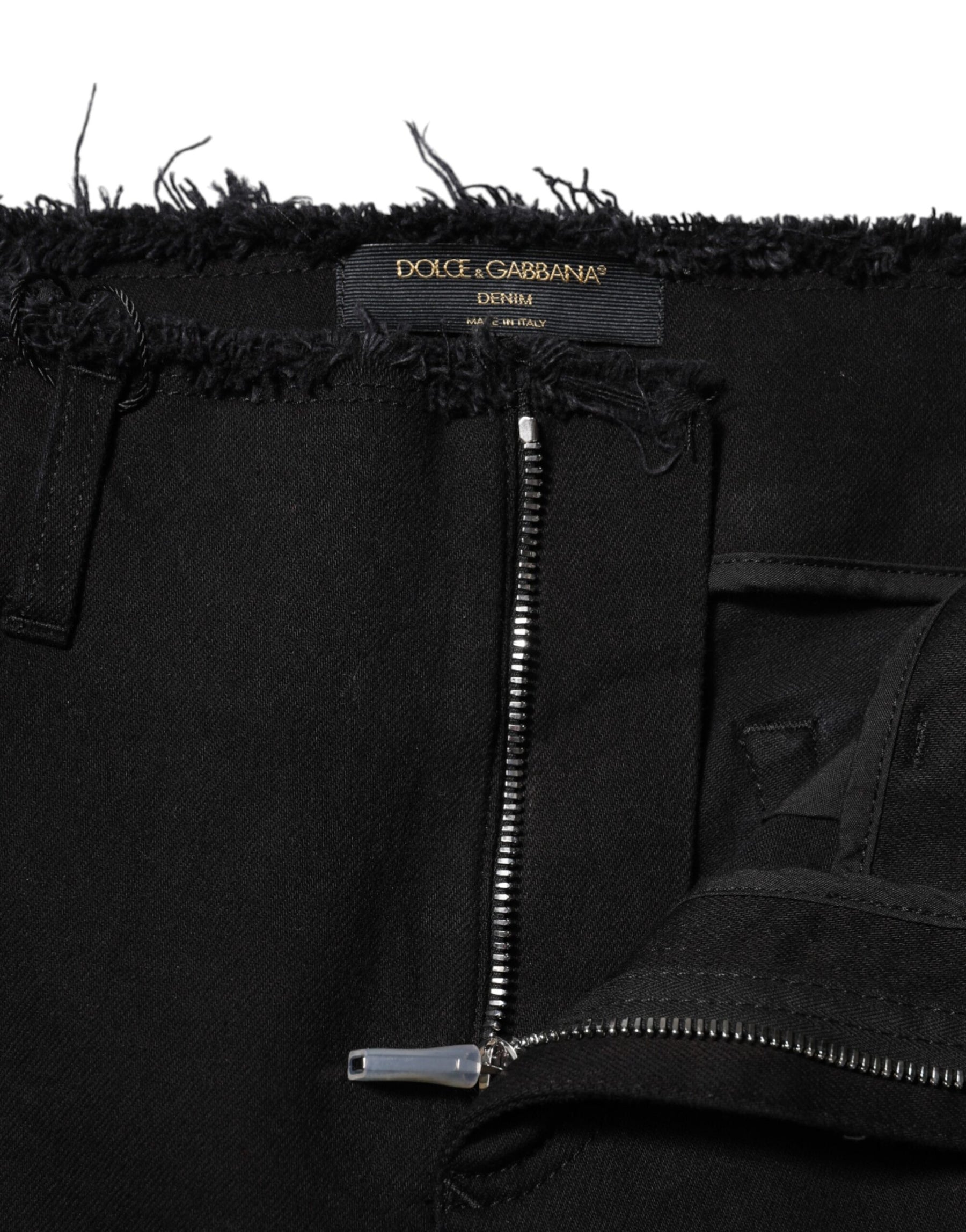 Dolce & Gabbana Black Cotton Mid Waist Flared Denim Jeans | Regal Royce