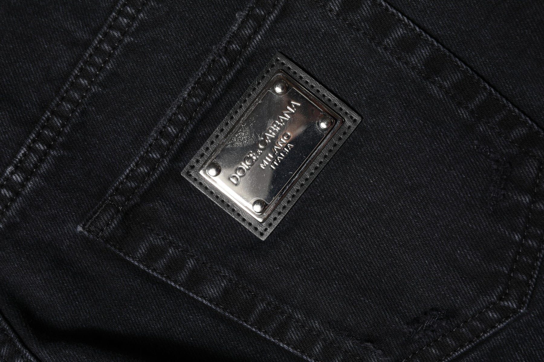 Dolce & Gabbana Black Cotton Tattered Mid Waist Denim Jeans | Regal Royce