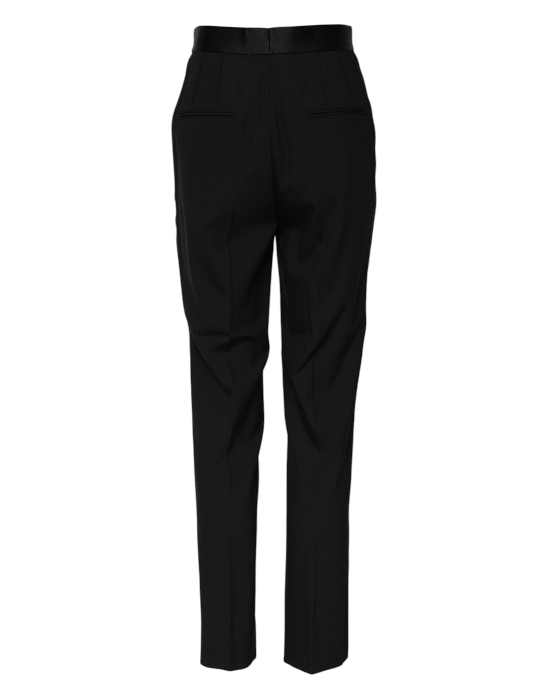 Dolce & Gabbana Black Wool Tapered High Waist Pants | Regal Royce