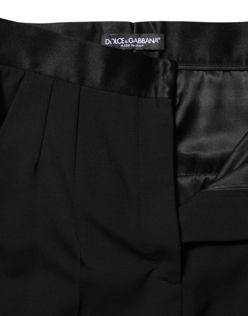 Dolce & Gabbana Black Wool Tapered High Waist Pants