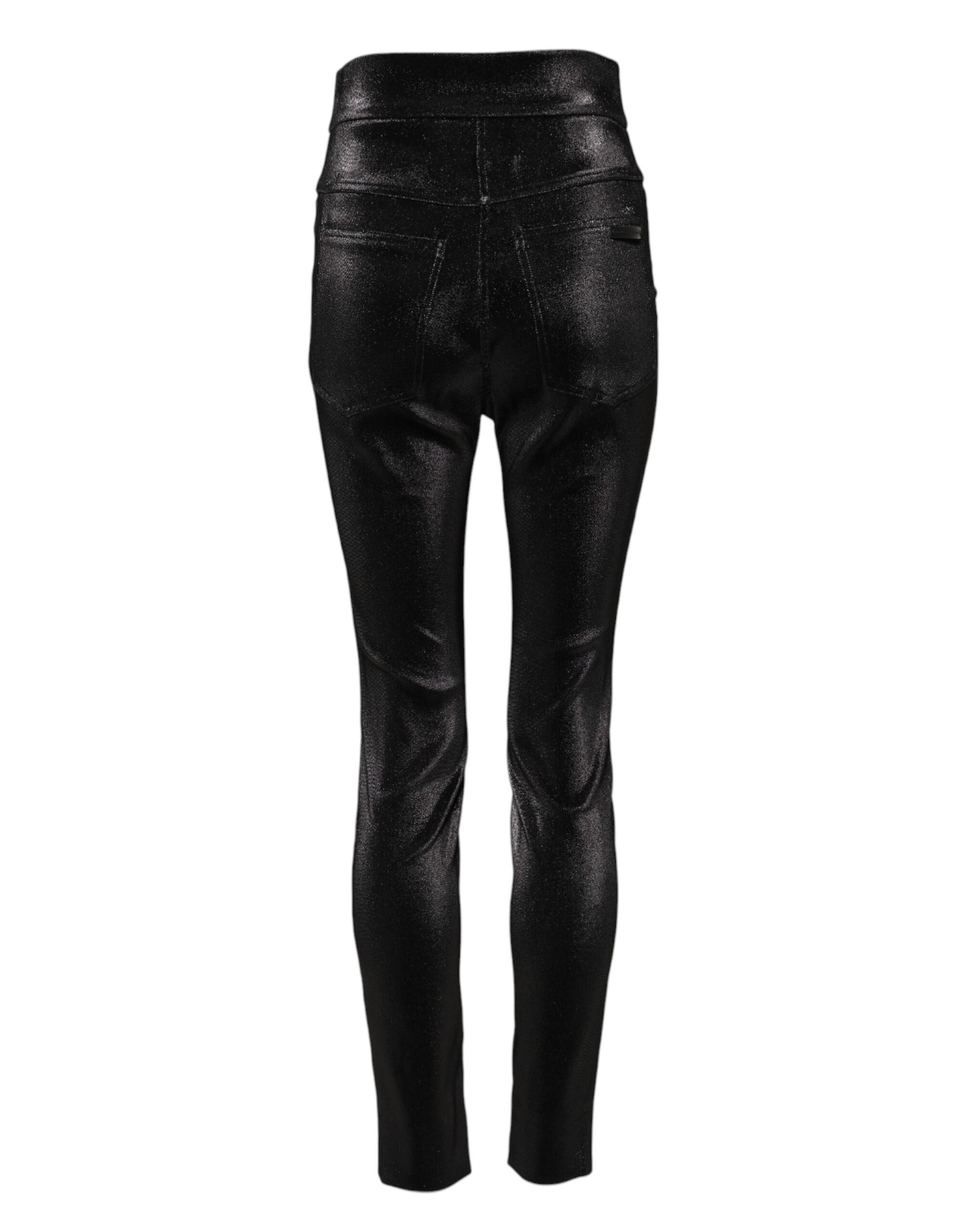 Dolce & Gabbana Black Cotton Stretch Lurex Thread Skinny Pants | Regal Royce