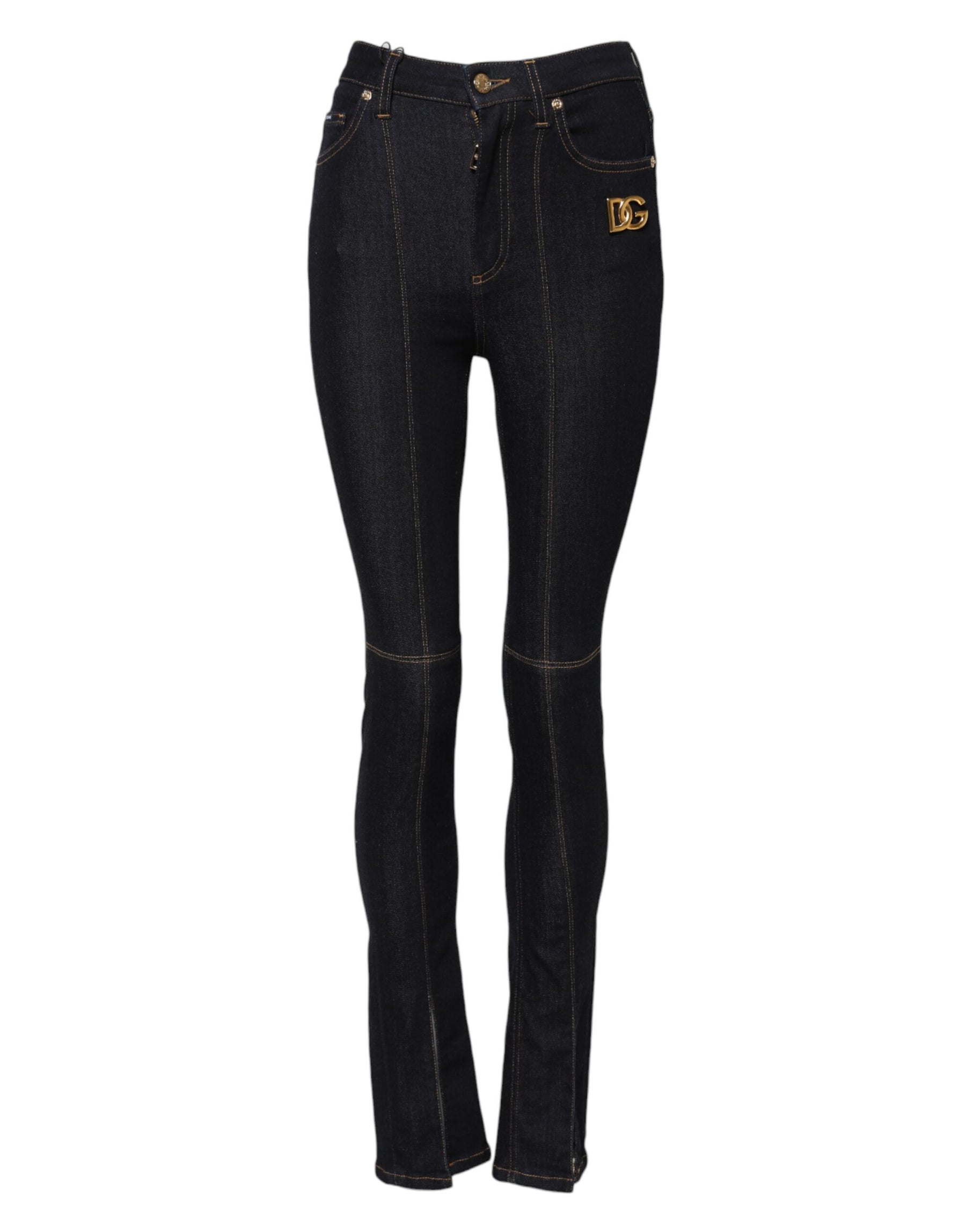 Dolce & Gabbana Blue Cotton High Waist Skinny Denim Jeans | Regal Royce