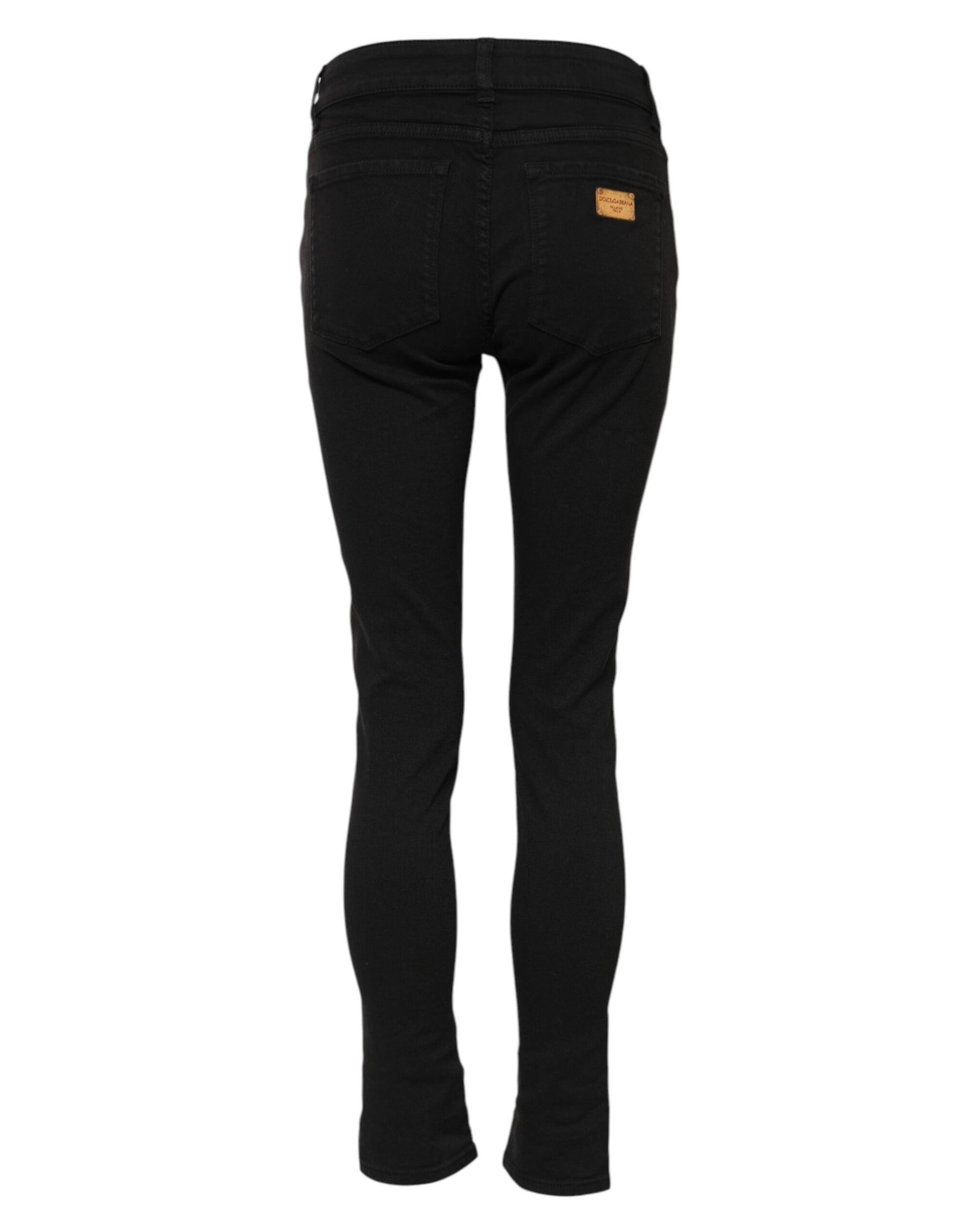 Dolce & Gabbana Black Cotton Skinny Mid Waist Denim Jeans | Regal Royce