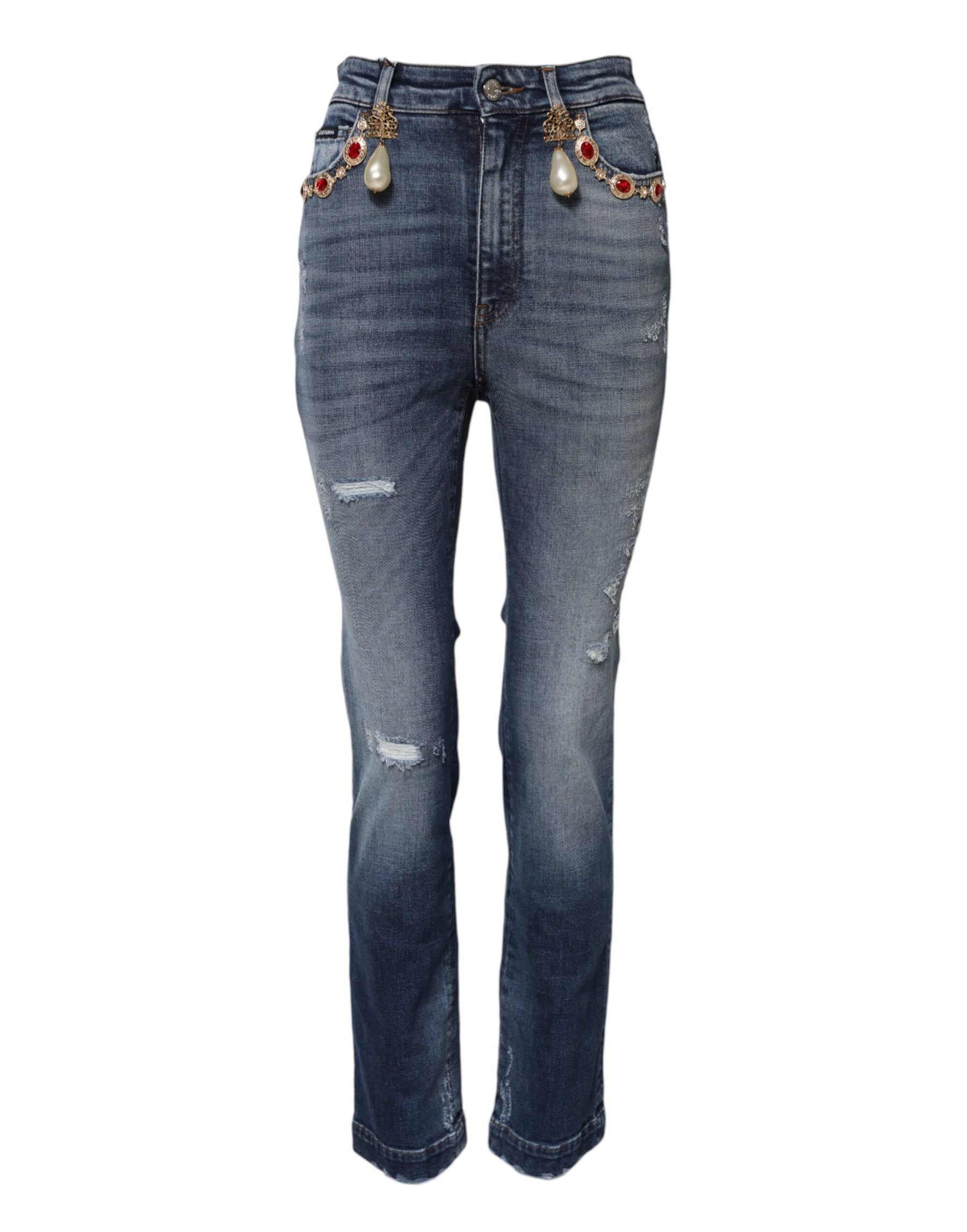 Dolce & Gabbana Blue Rhinestone Embellished Denim Jeans | Regal Royce