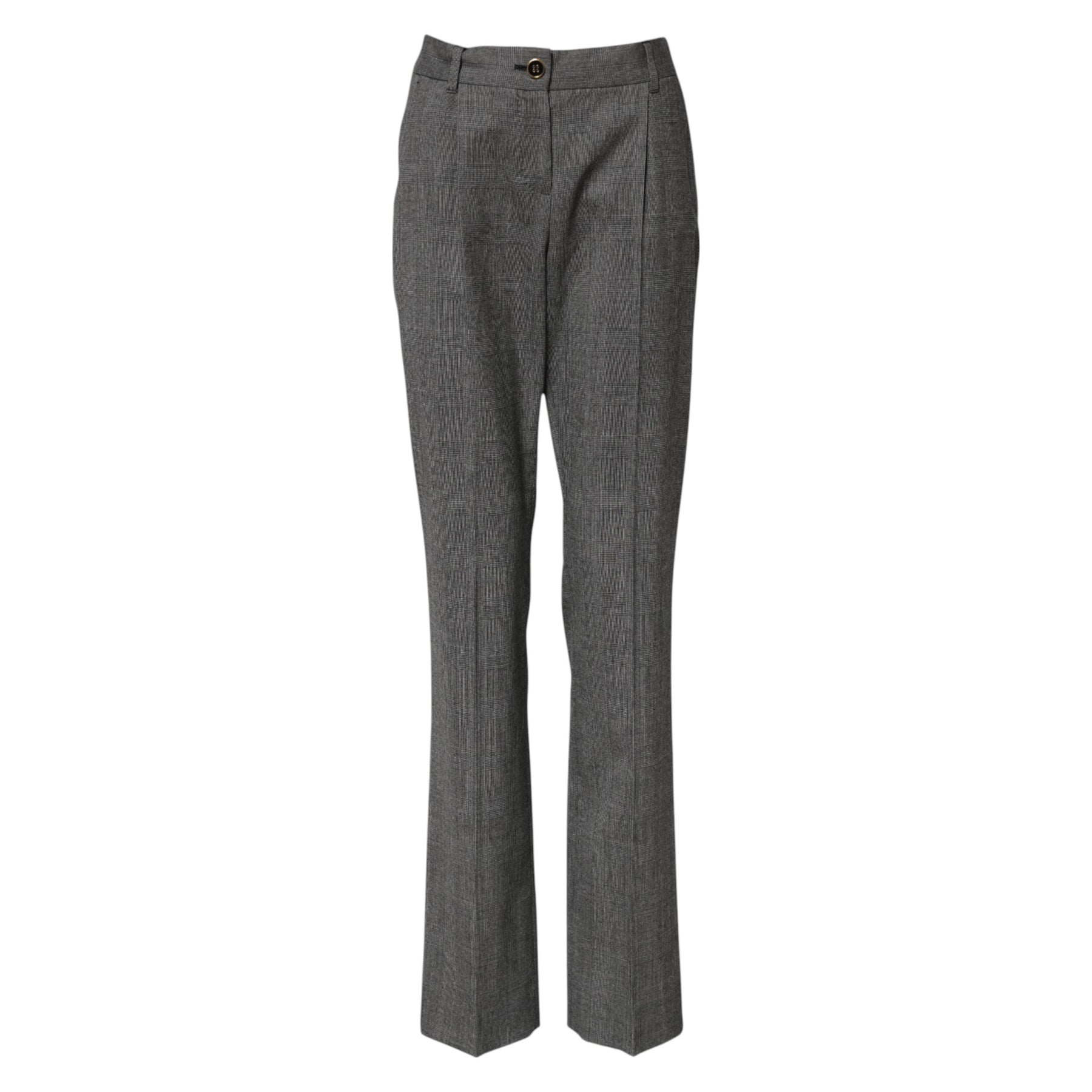 Dolce & Gabbana Gray Checkered High Waist Flared Pants | Regal Royce