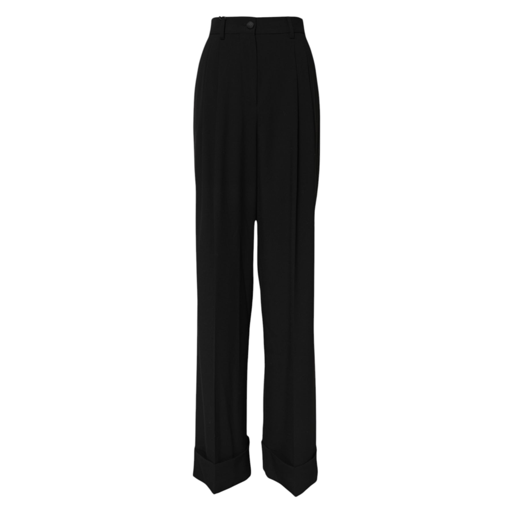 Dolce & Gabbana Black Wool High Waist Formal Pants | Regal Royce