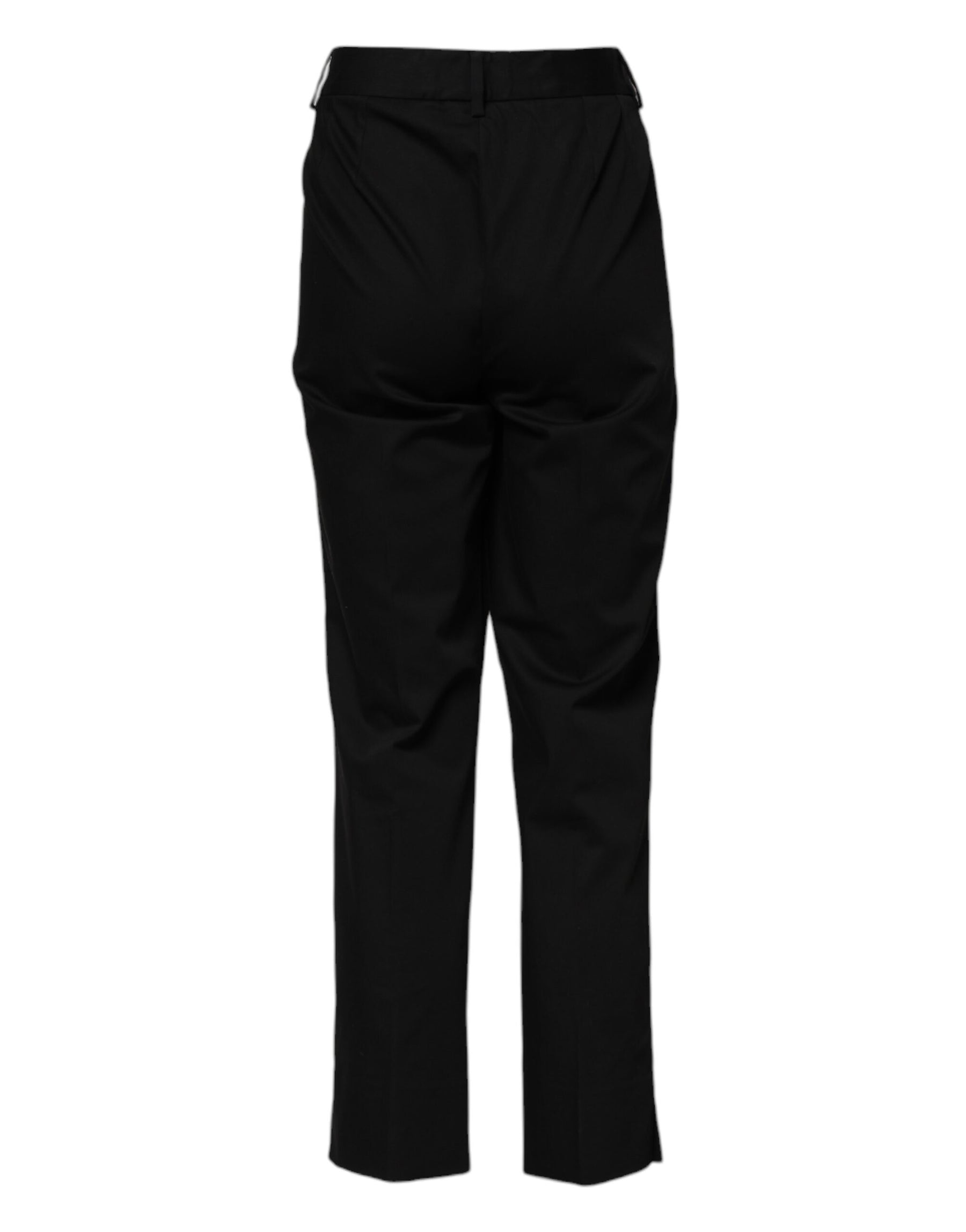 Dolce & Gabbana Black Cotton High Waist Formal Pants | Regal Royce