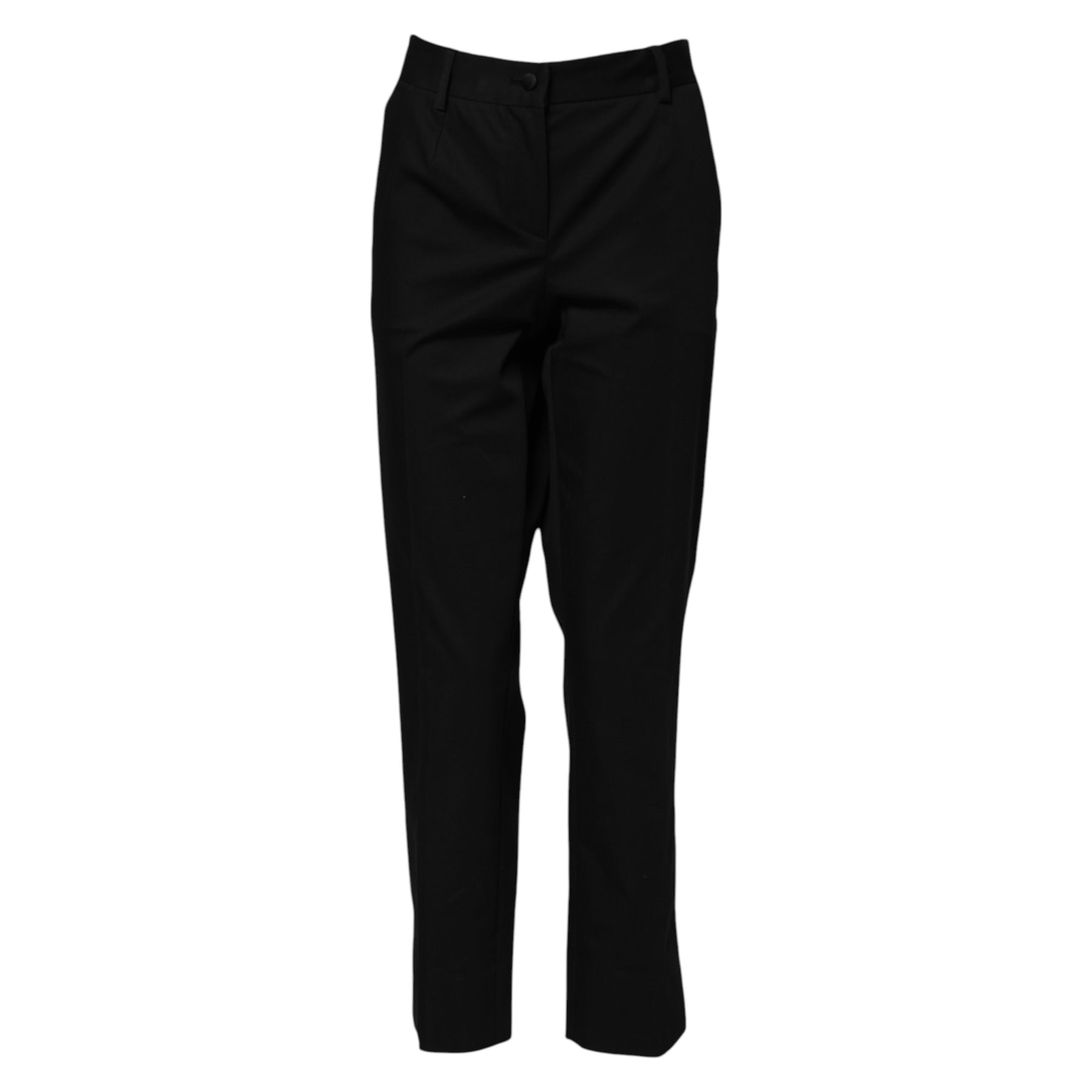 Dolce & Gabbana Black Cotton High Waist Formal Pants | Regal Royce