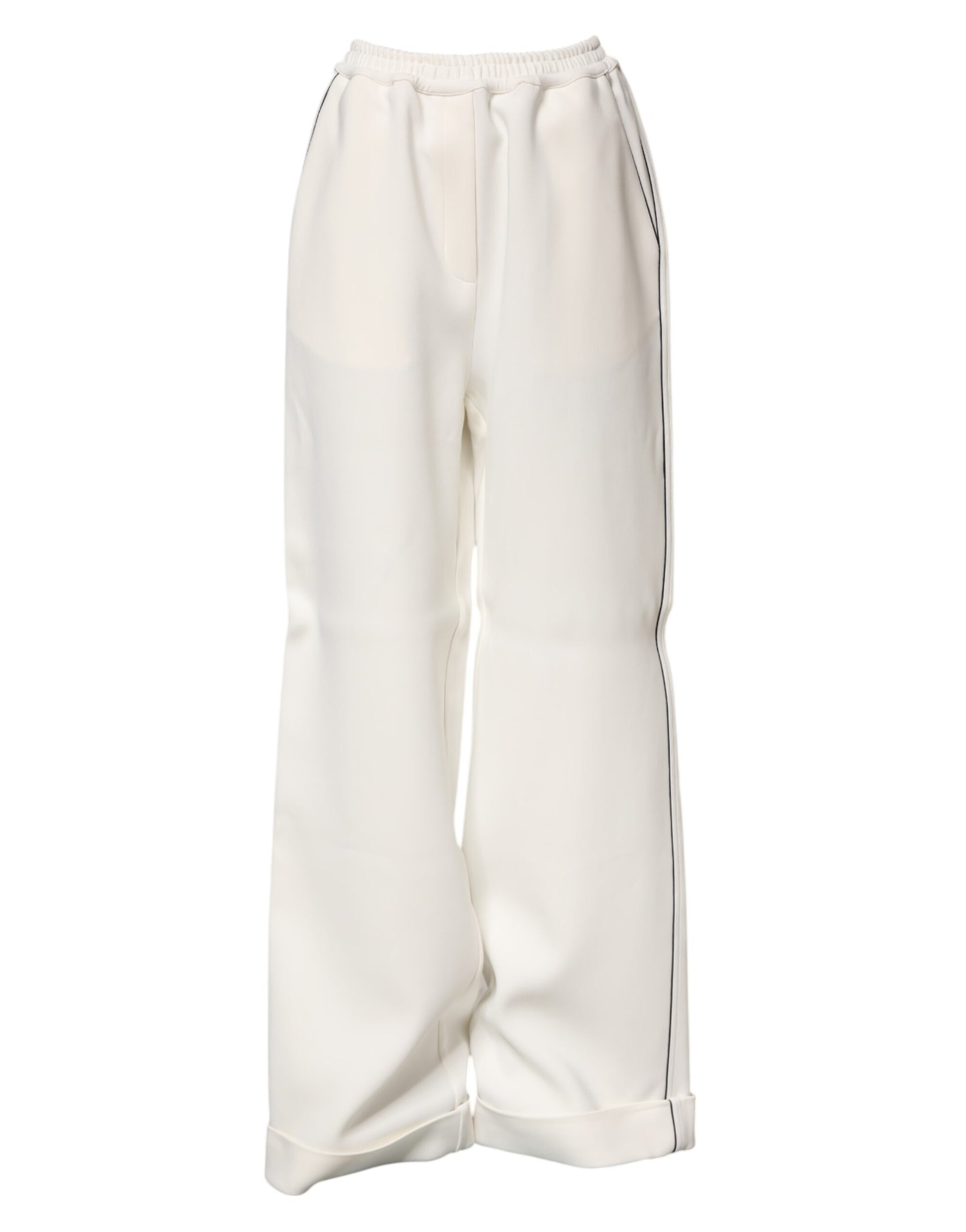 Dolce & Gabbana White Viscose Wide Leg Pull On Pants | Regal Royce