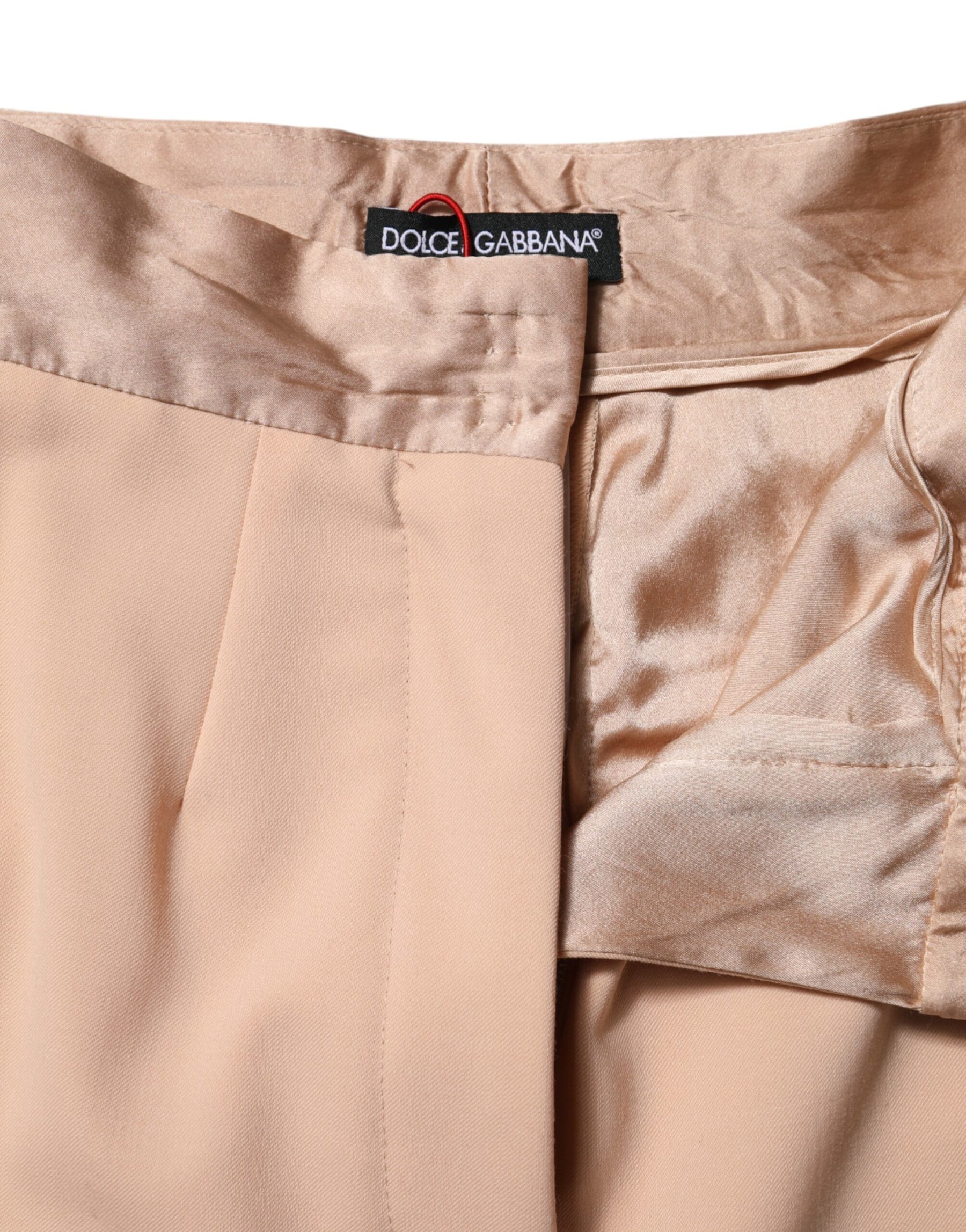 Dolce & Gabbana Beige Polyester Mid Waist Tapered Pants | Regal Royce