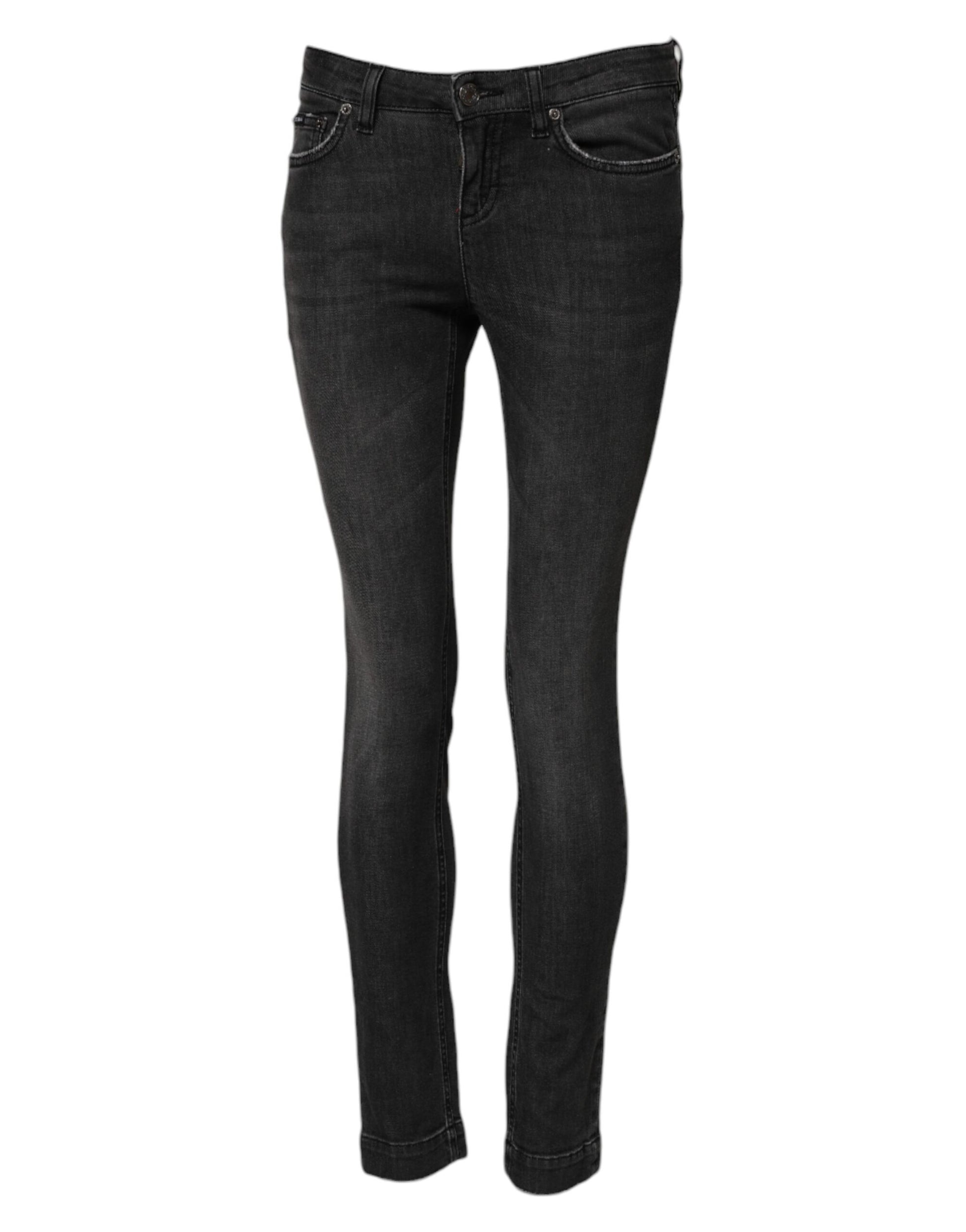Dolce & Gabbana Black Cotton Low Waist Skinny Denim Jeans