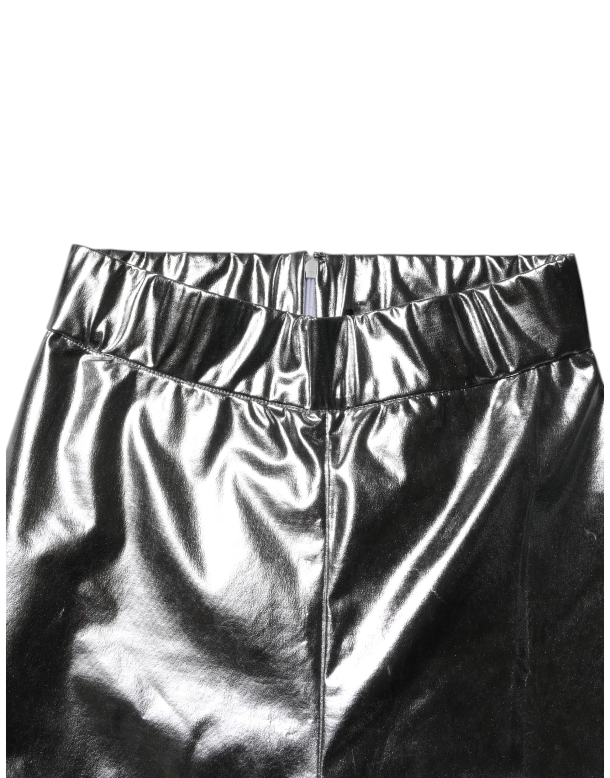 Dolce & Gabbana Metallic Silver Polyester Slim Fit Leggings Pants