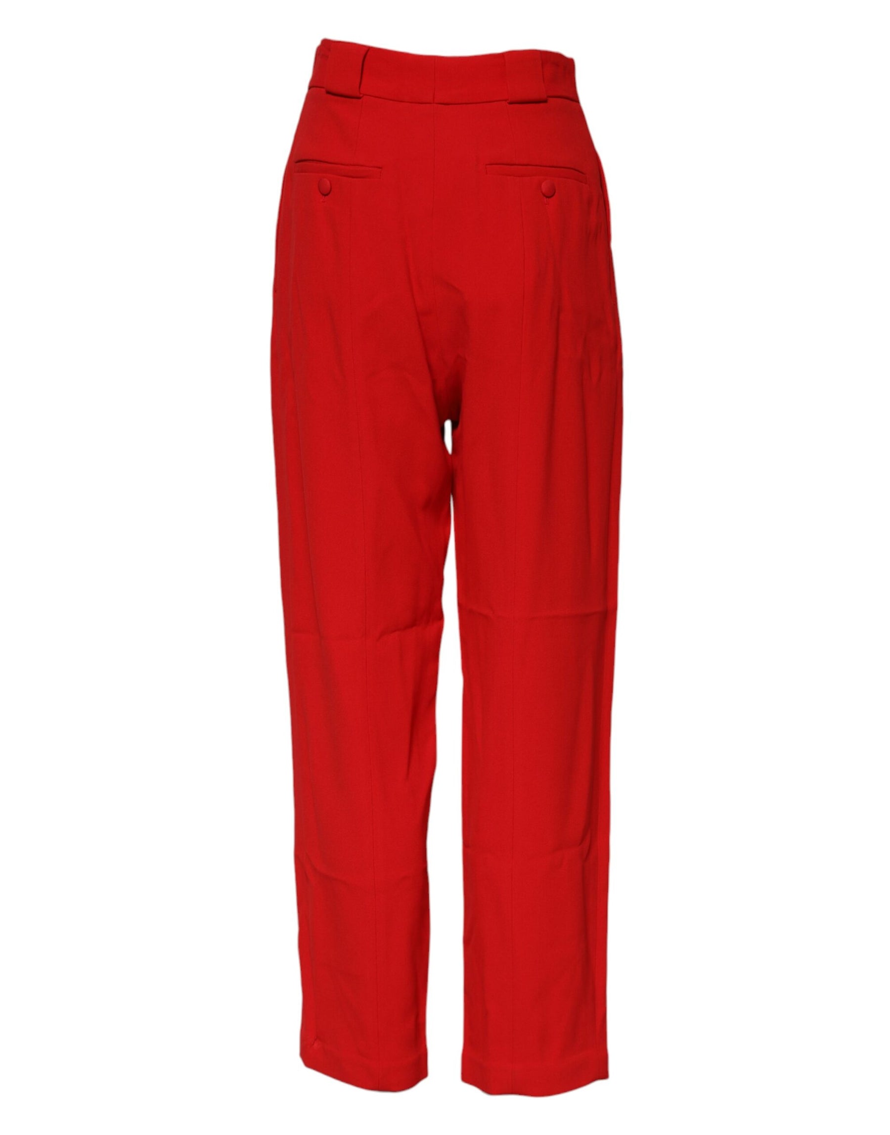 Dolce & Gabbana Red Viscose High Waist Tapered Pants | Regal Royce