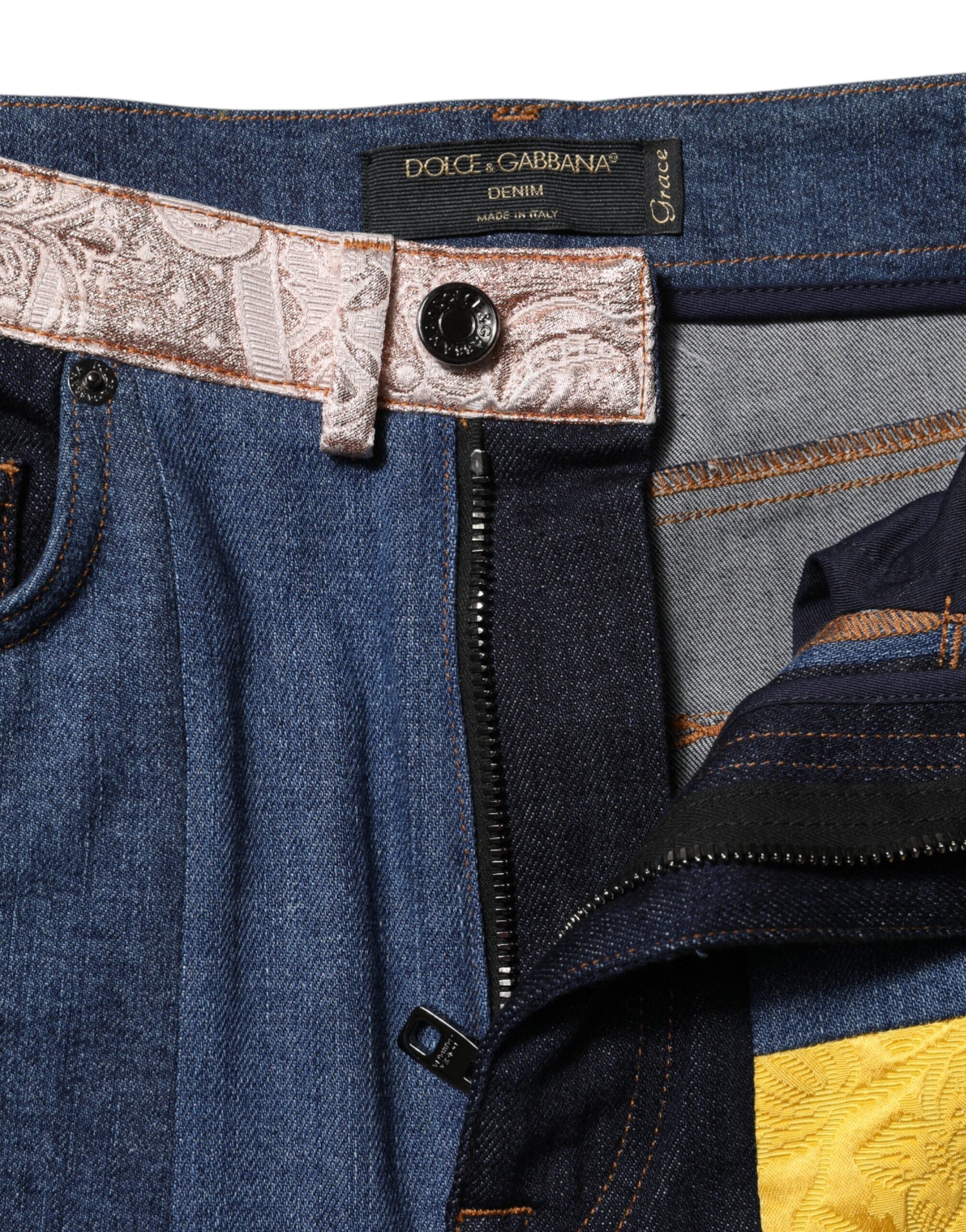 Dolce & Gabbana Multicolor Patchwork Skinny Denim Jeans | Regal Royce