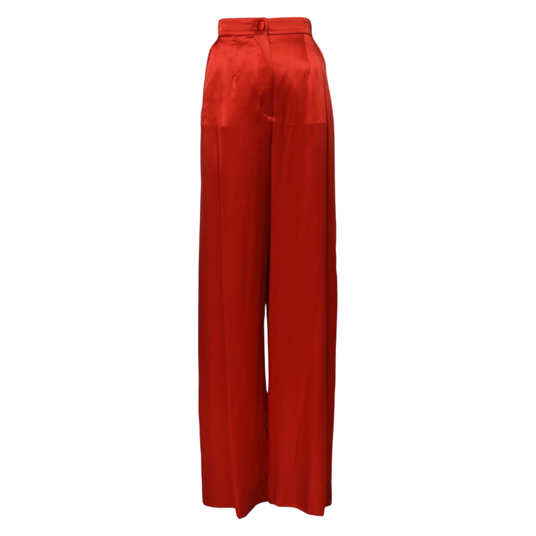 Dolce & Gabbana Red Satin High Waist Wide Leg Pants | Regal Royce