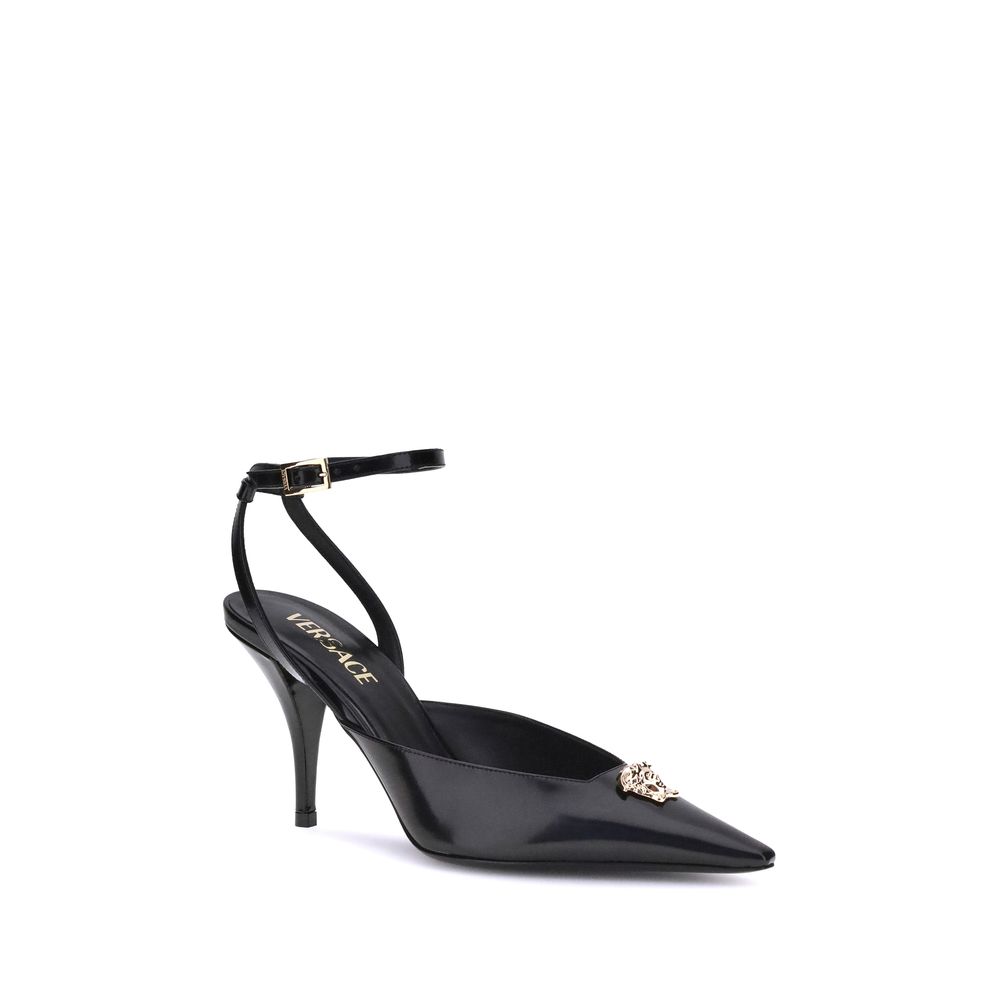 Versace Black Calf Leather Bos Taurus High Heel Pumps | Regal Royce