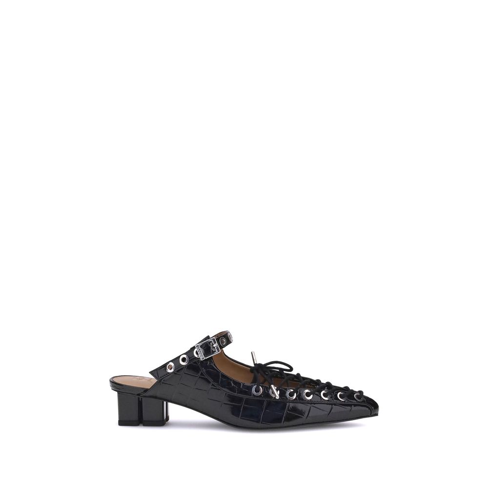 Ganni Black Polyethylene Mules | Regal Royce