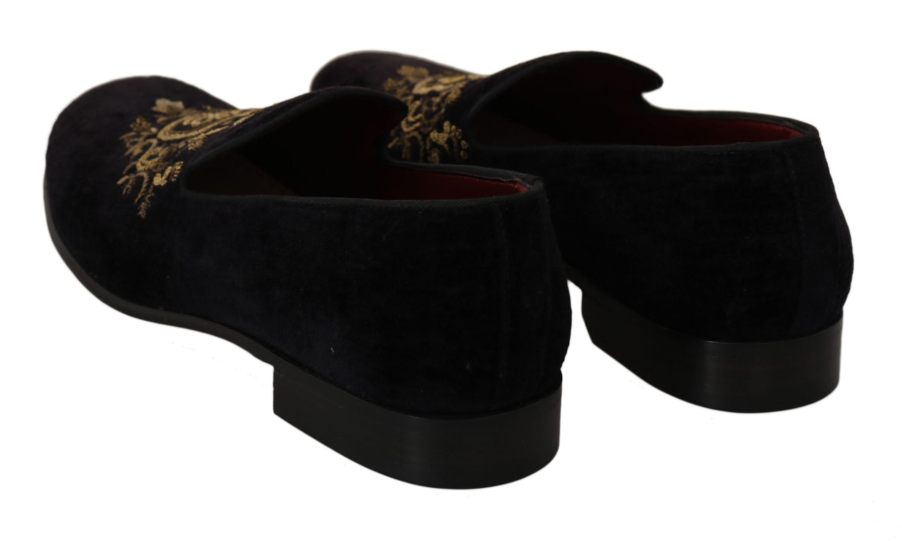 Dolce & Gabbana Loafers Black Velvet Gold Crown | Regal Royce