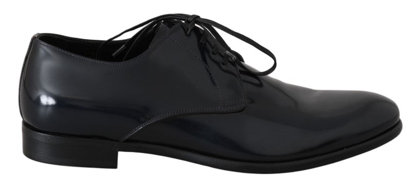 Dolce & Gabbana Blue Leather Polished Dress Derby Shoes | Regal Royce
