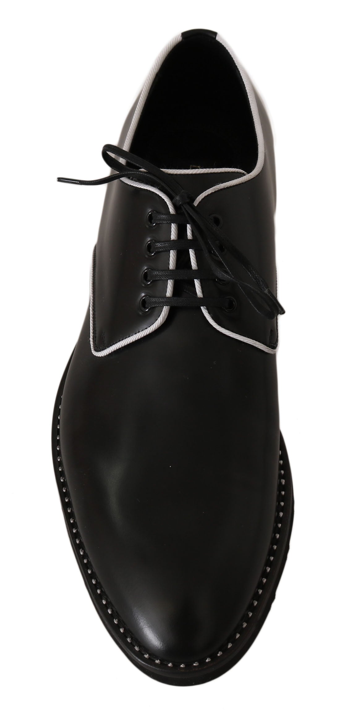 Dolce & Gabbana Black Leather White Line Dress Derby Shoes | Regal Royce