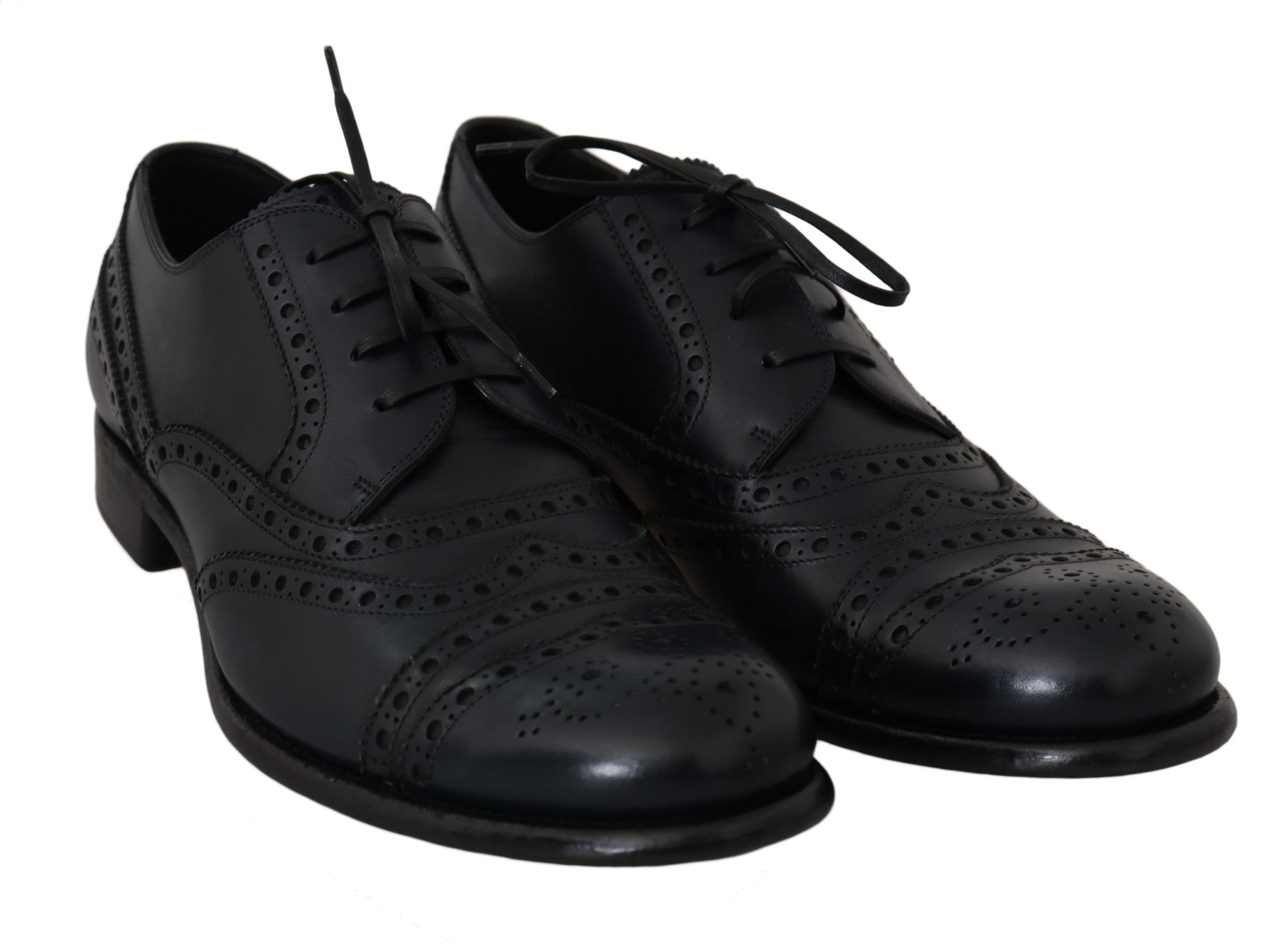 Dolce & Gabbana Dark Blue Leather Wingtip Oxford Dress Shoes | Regal Royce
