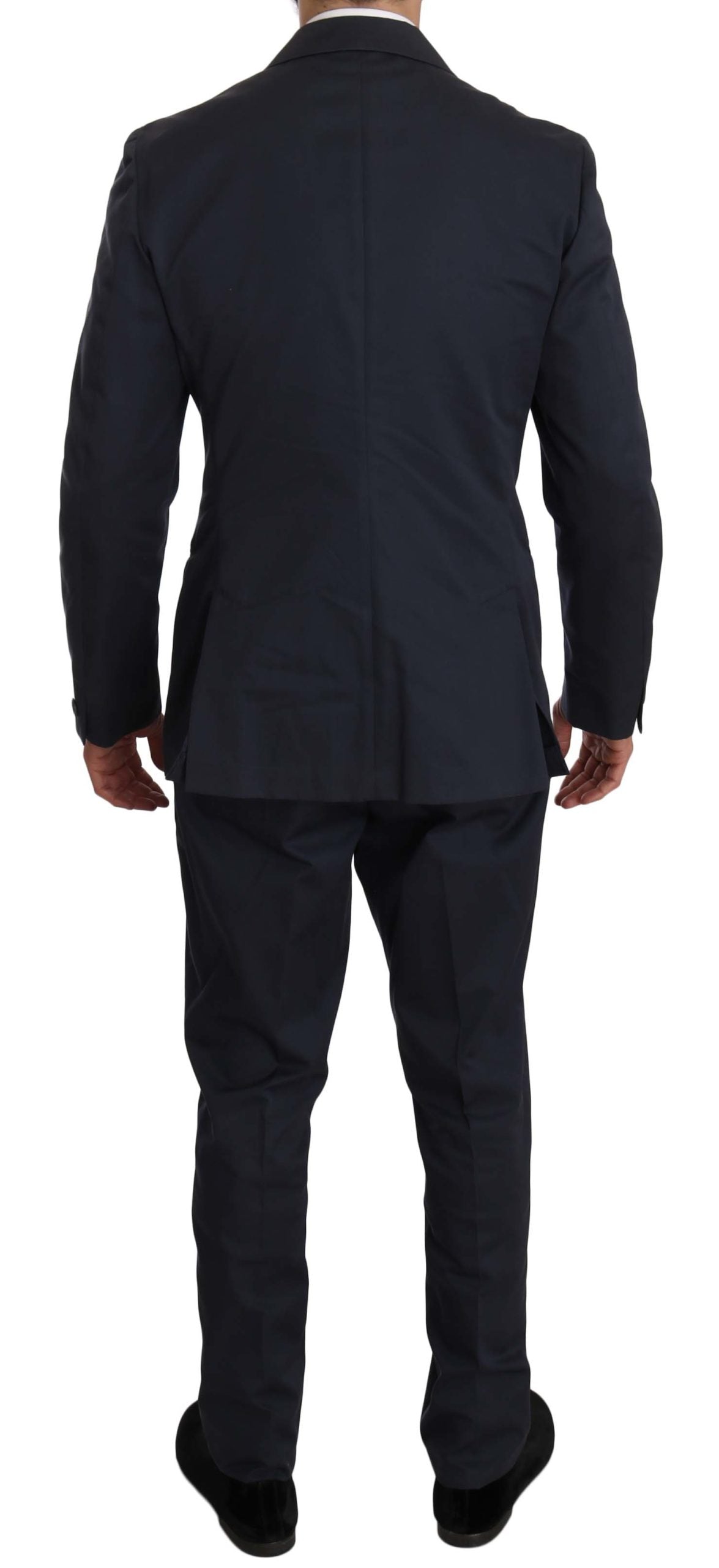 Romeo Gigli Two Piece 3 Button Cotton Blue Solid Suit | Regal Royce