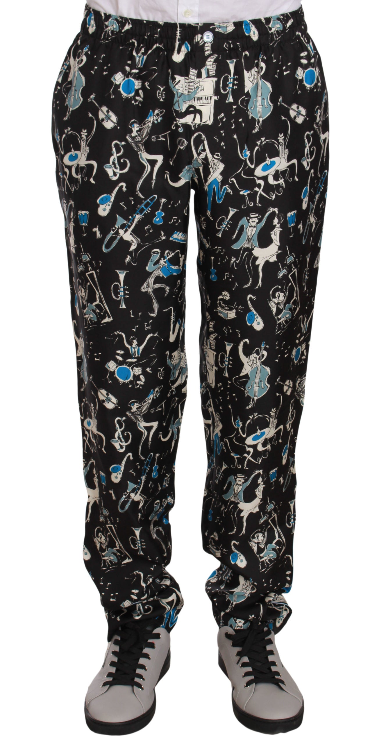 Dolce & Gabbana Black Musical Instrument Sleepwear Pants | Regal Royce