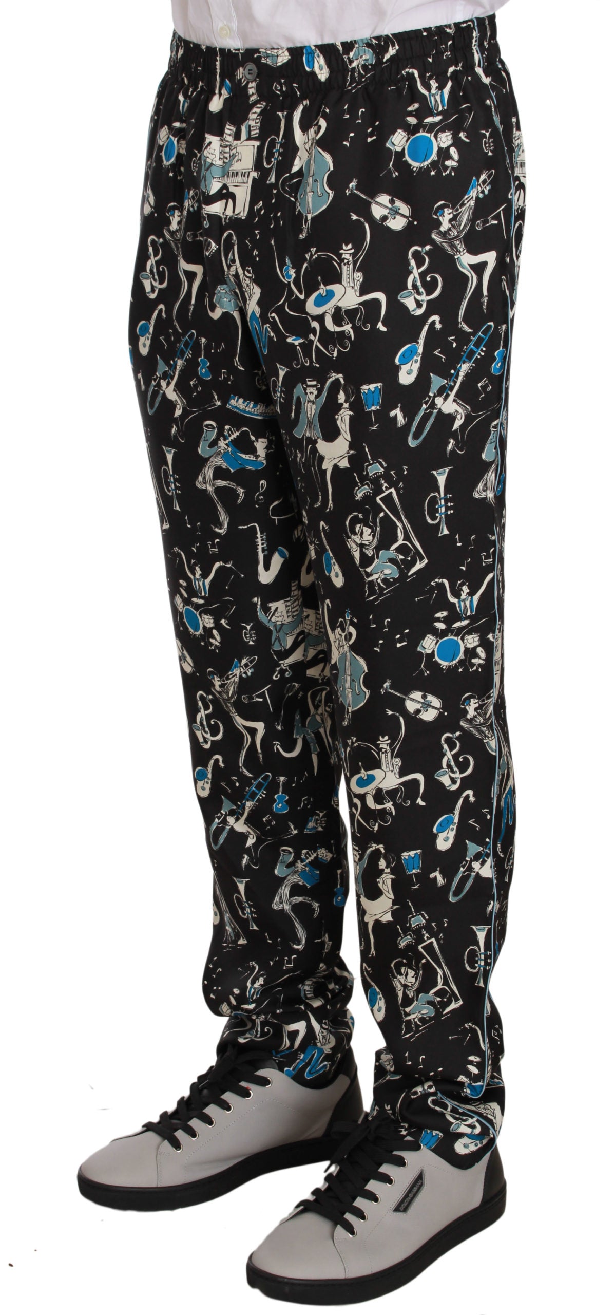 Dolce & Gabbana Black Musical Instrument Sleepwear Pants | Regal Royce
